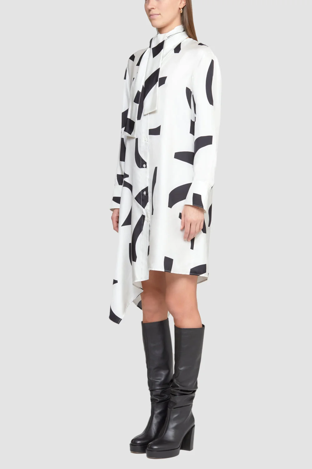 Abstract Tile Ls Shirt Drs W Neck Ties - Image 4