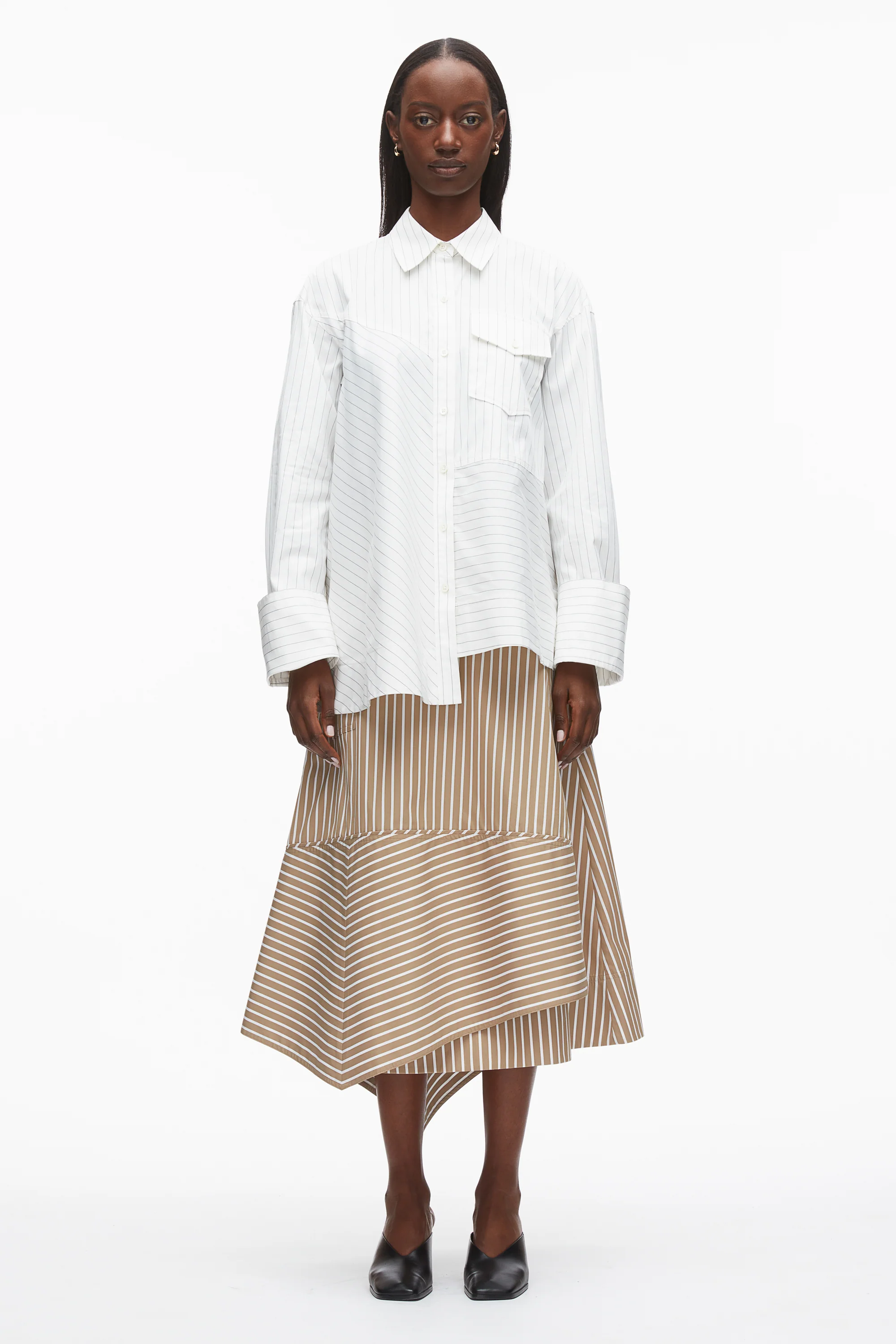 Asymmetrical Stripe Trapeze Shirt - Image 2