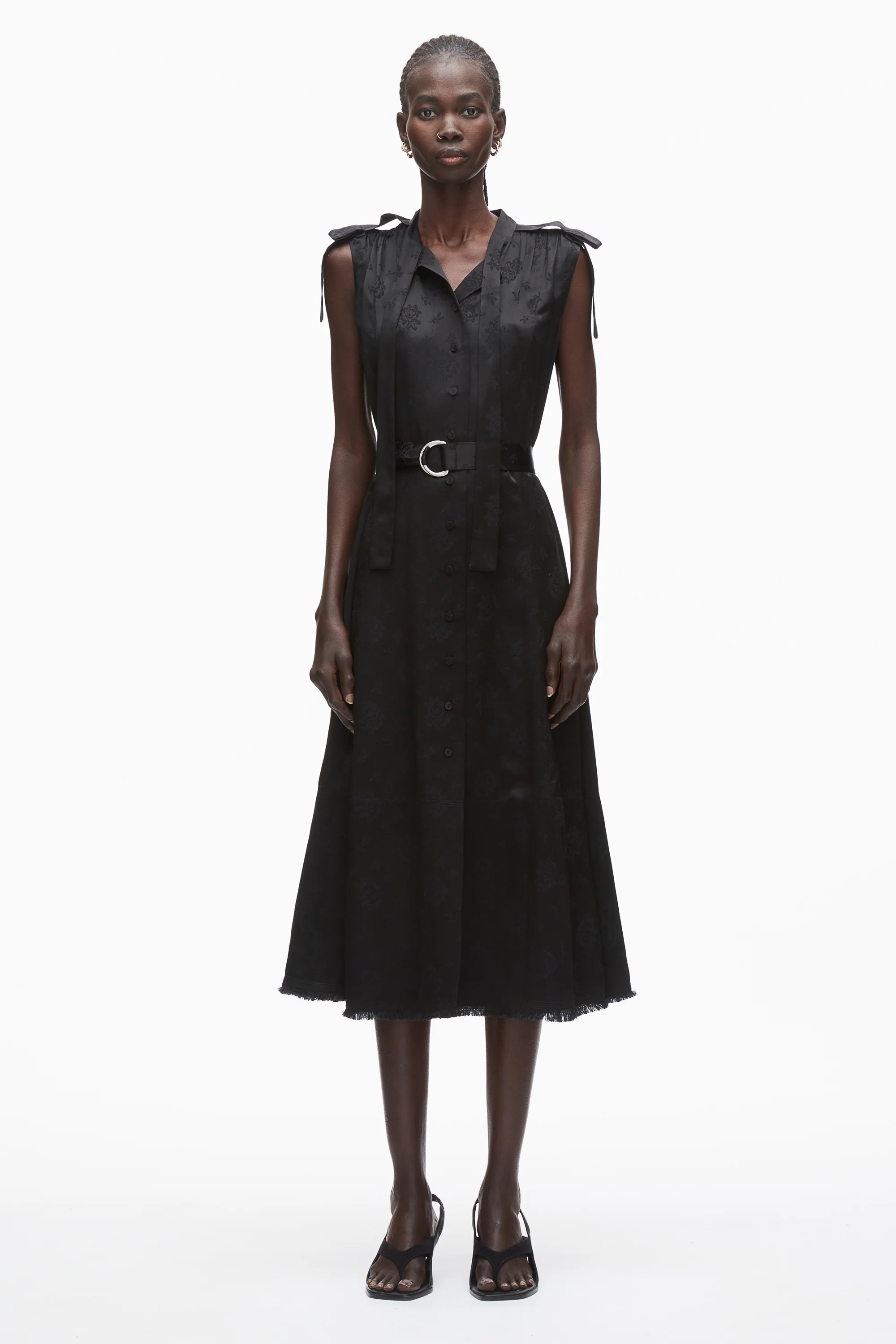 Floral Jacquard Belted Dress - Image 2