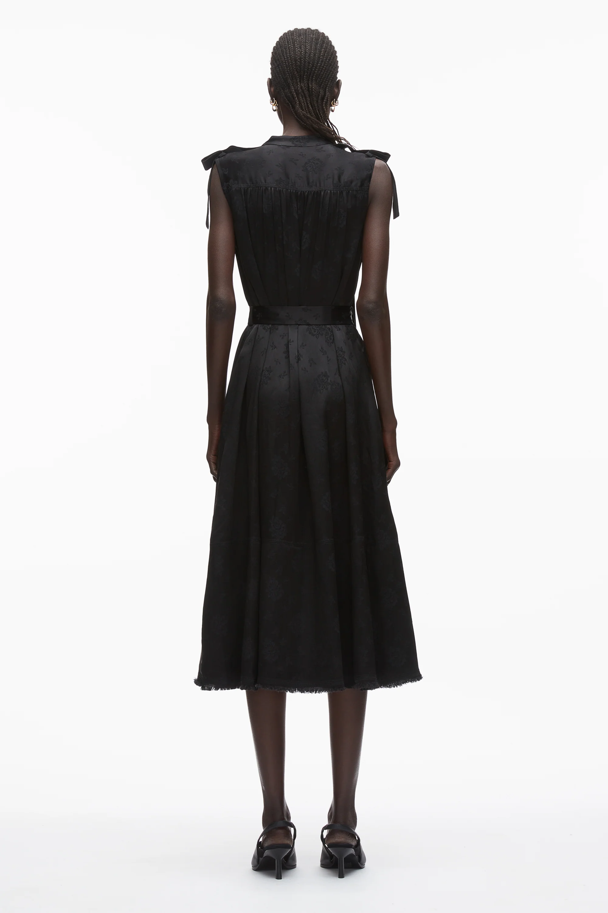 Floral Jacquard Belted Dress - Image 4