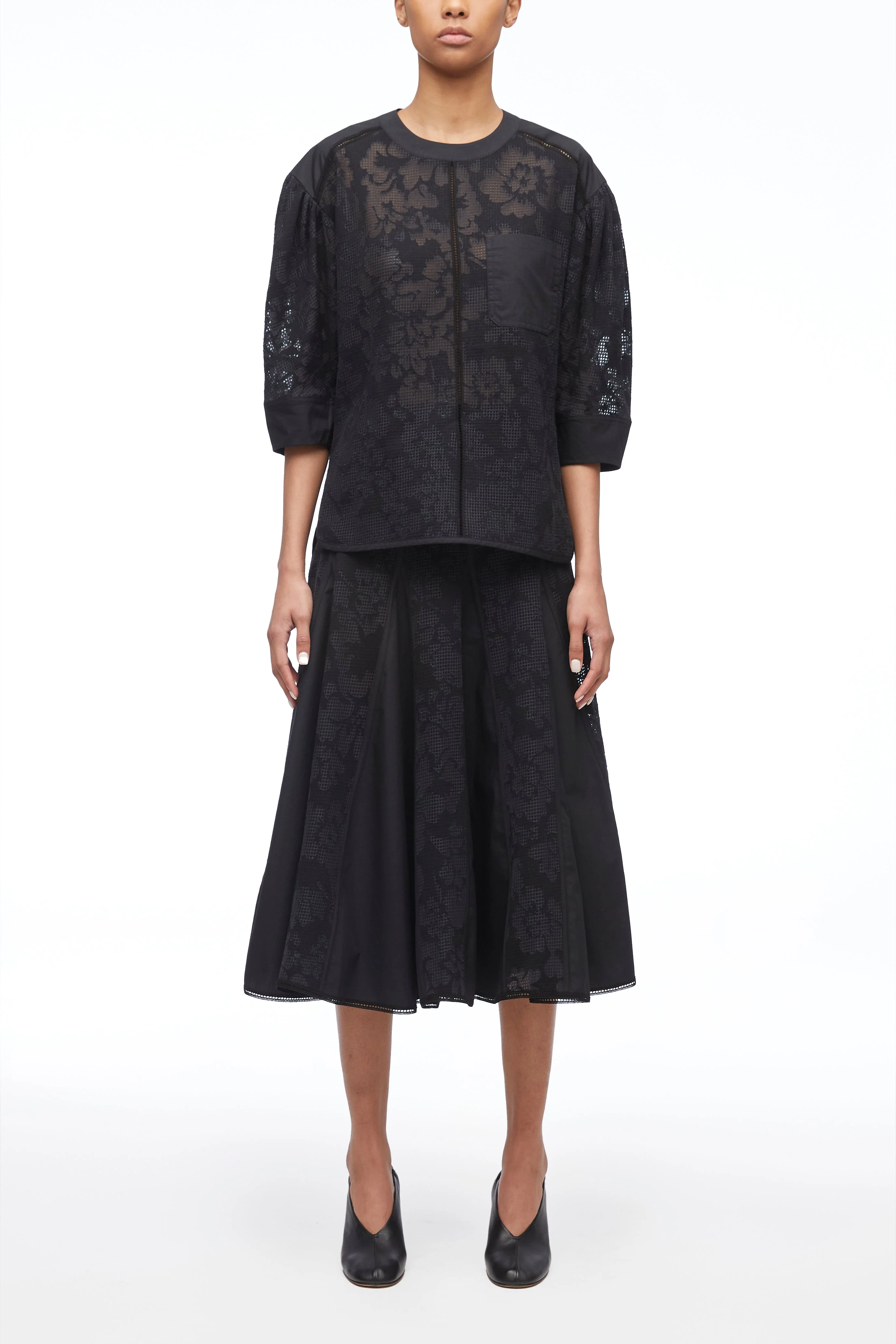 Bonded Lace Godet Midi Skirt - Image 6