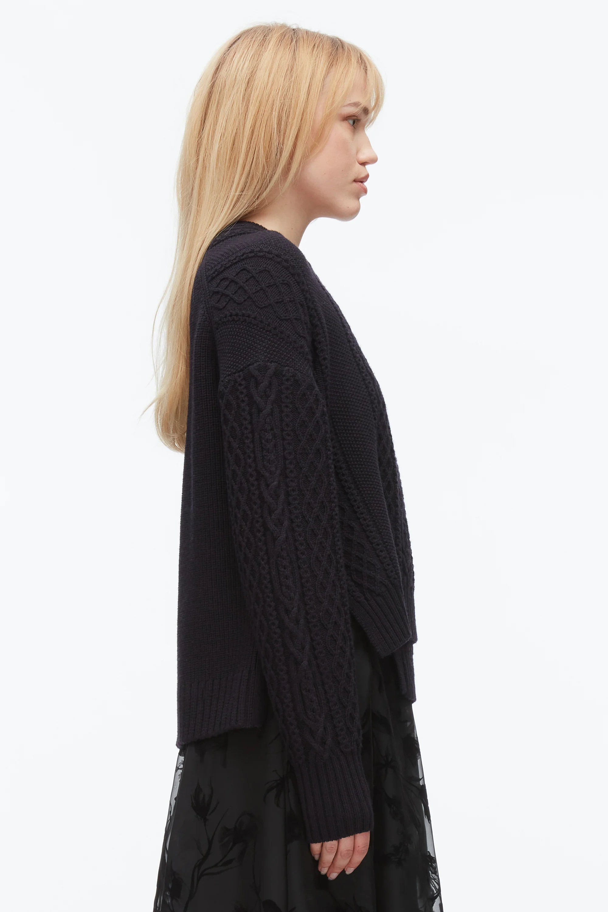 Cable Mix Double Layer Crewneck - Image 4