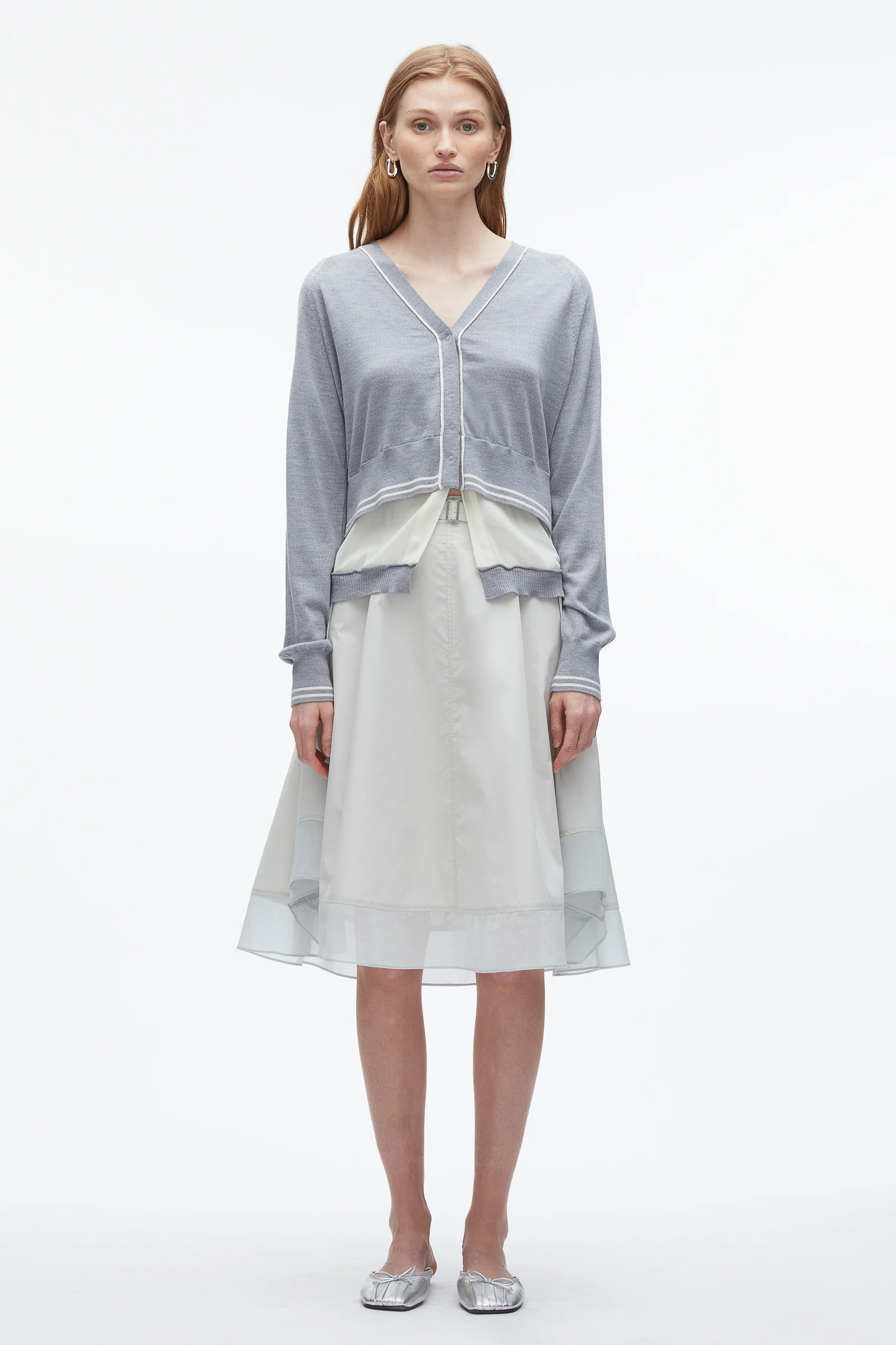 Chiffon Hem Boxy Cardigan - Image 2