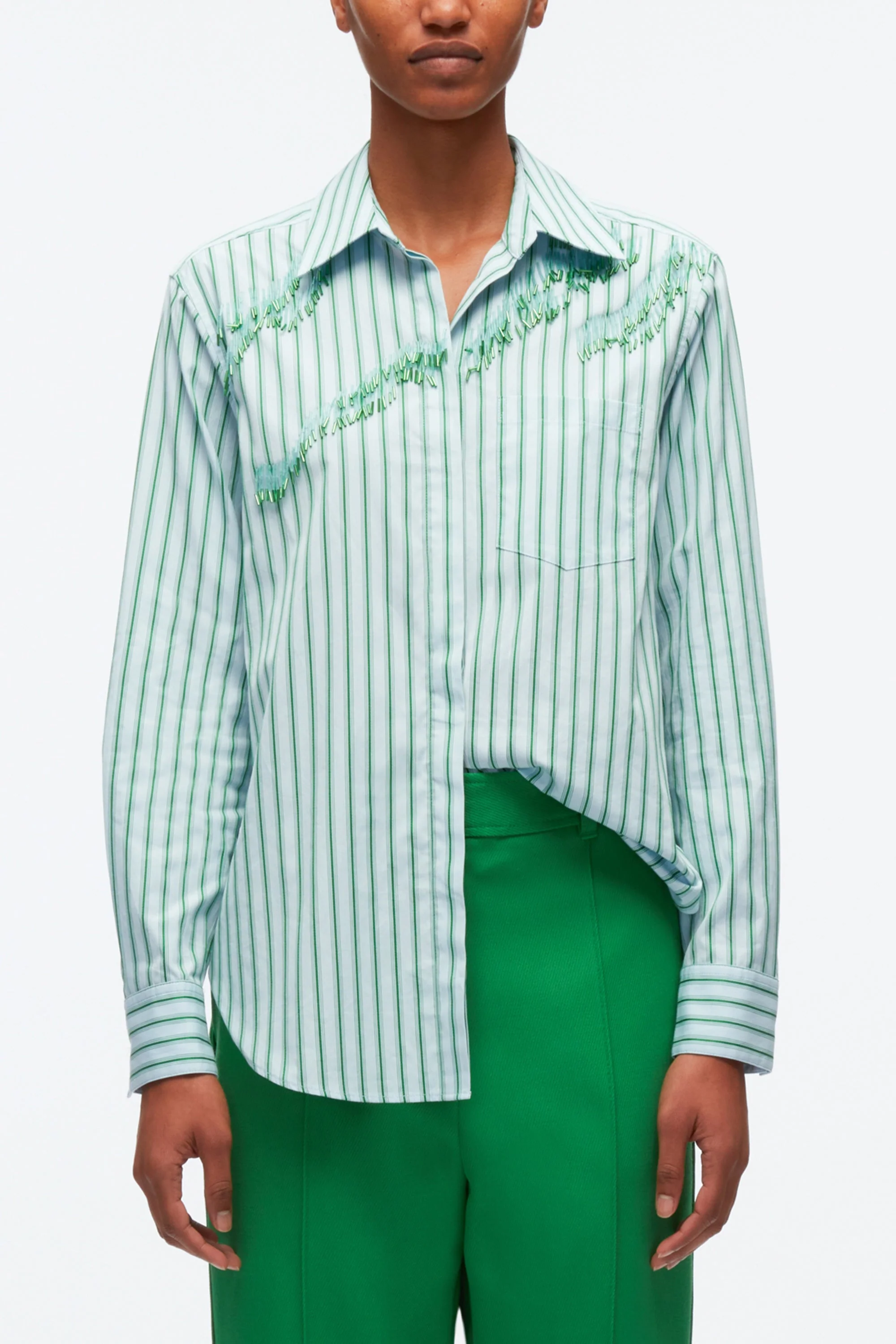 Striped Shirt With Abstract Zebra Embroidery - Image 2