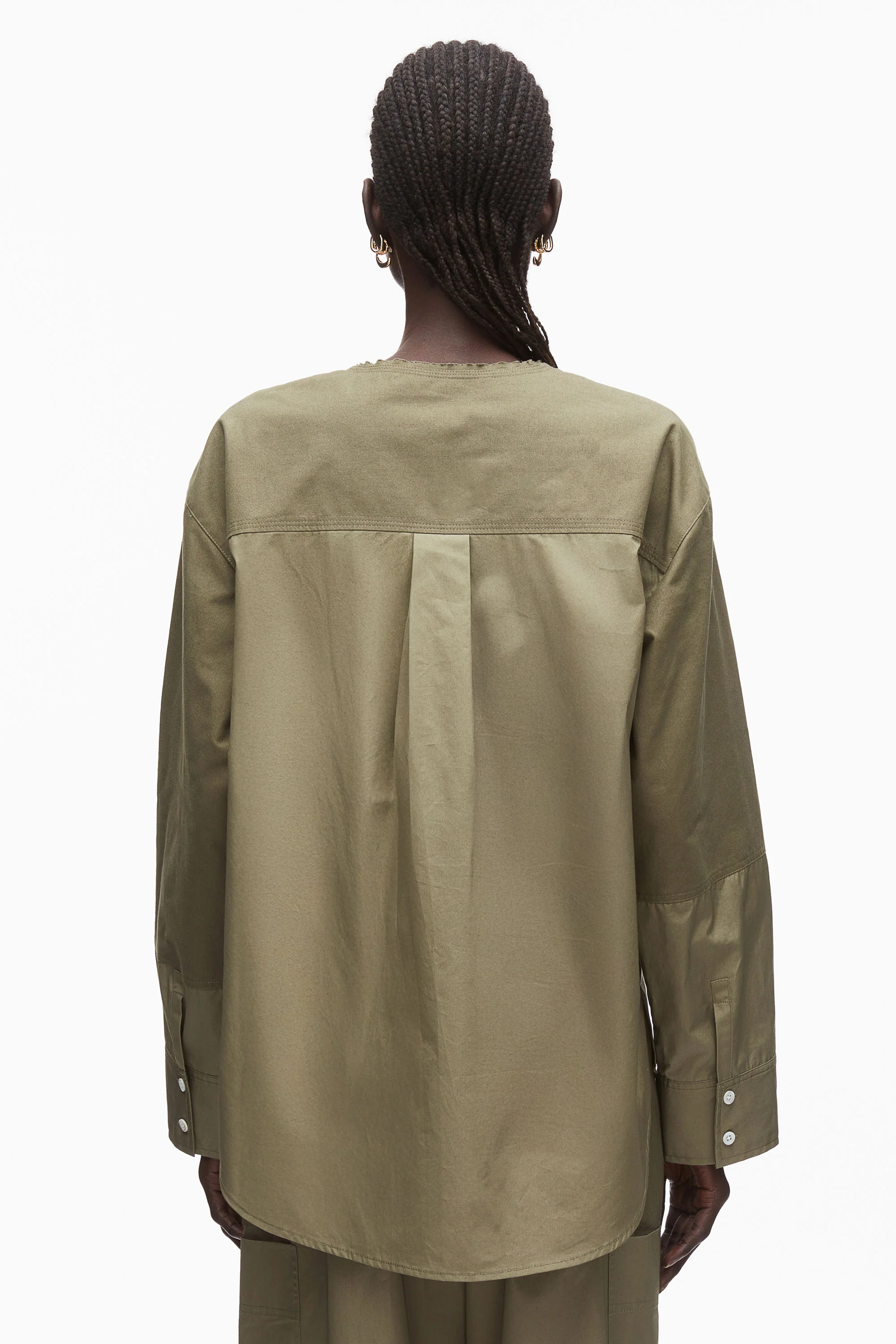 Mixed Oxford Collarless Shirt - Image 5