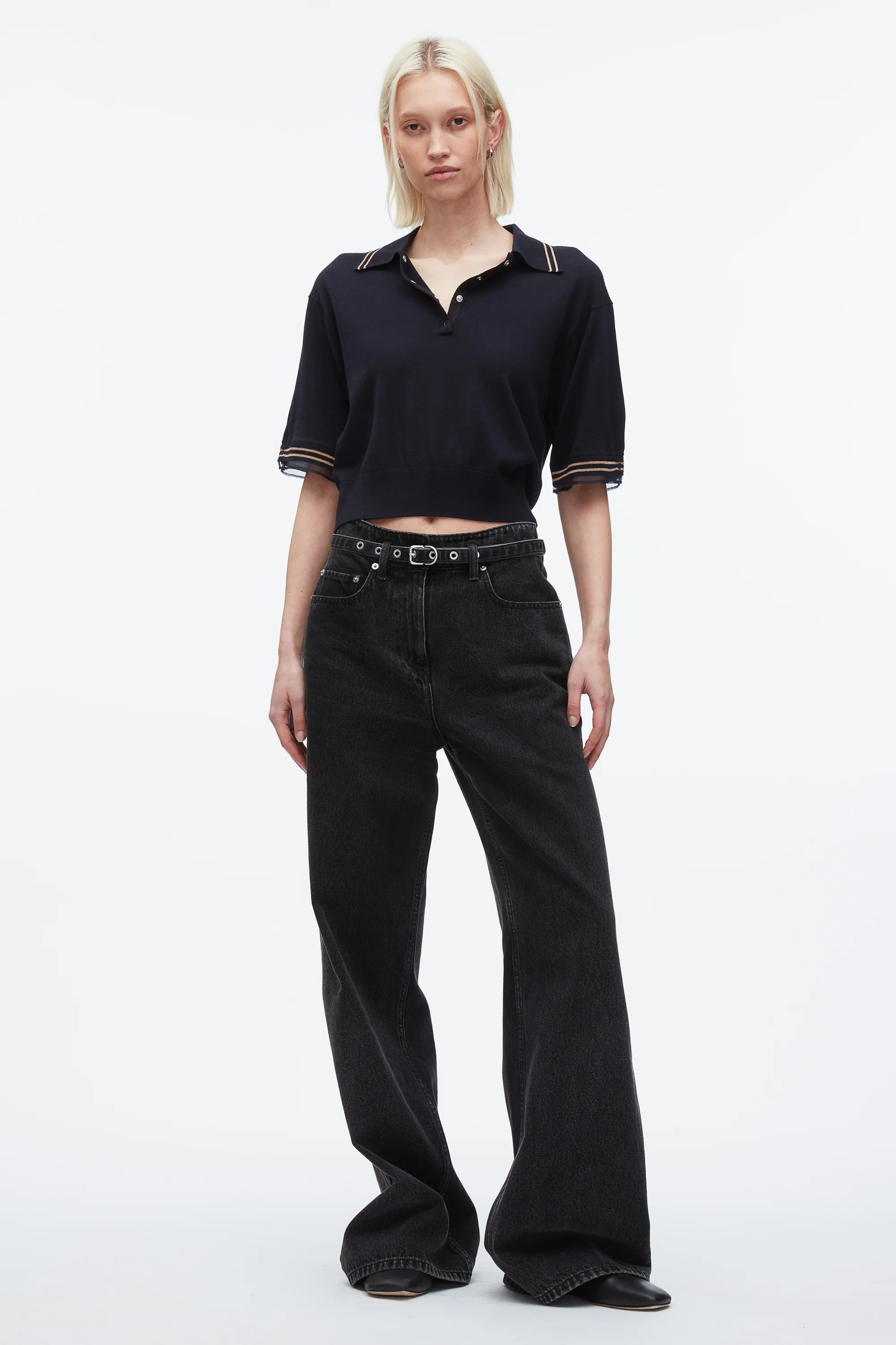 Cropped Polo with Organza
