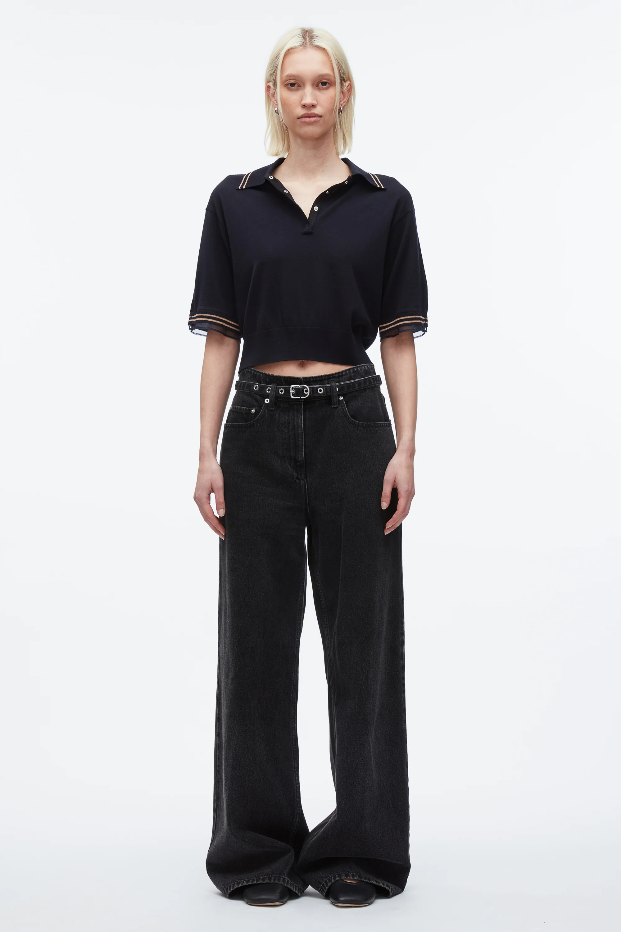 Cropped Polo with Organza - Image 2
