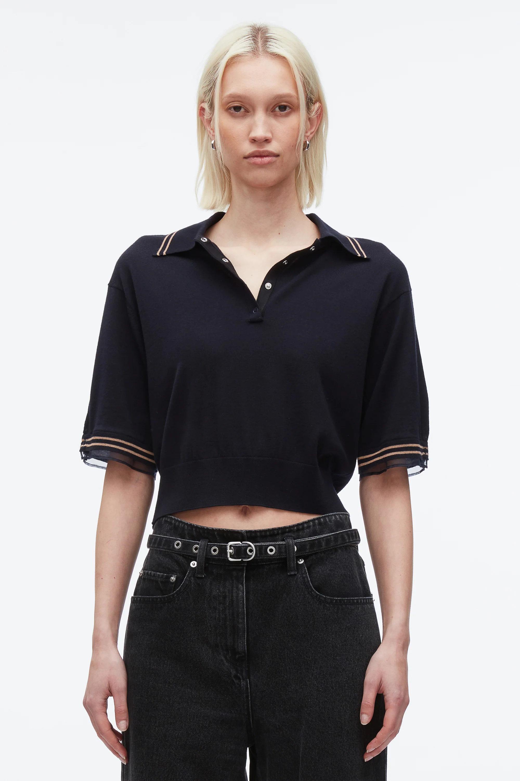 Cropped Polo with Organza - Image 3