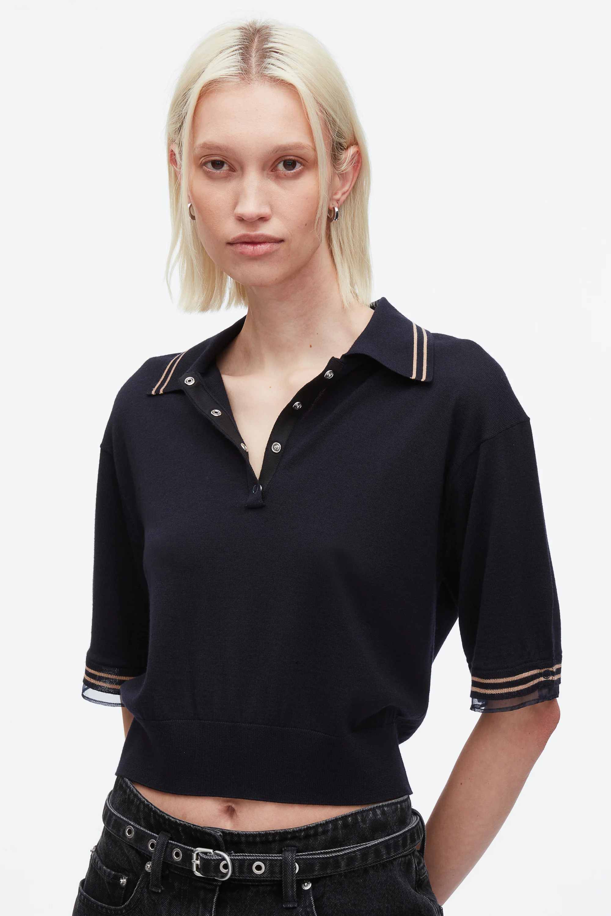 Cropped Polo with Organza - Image 6
