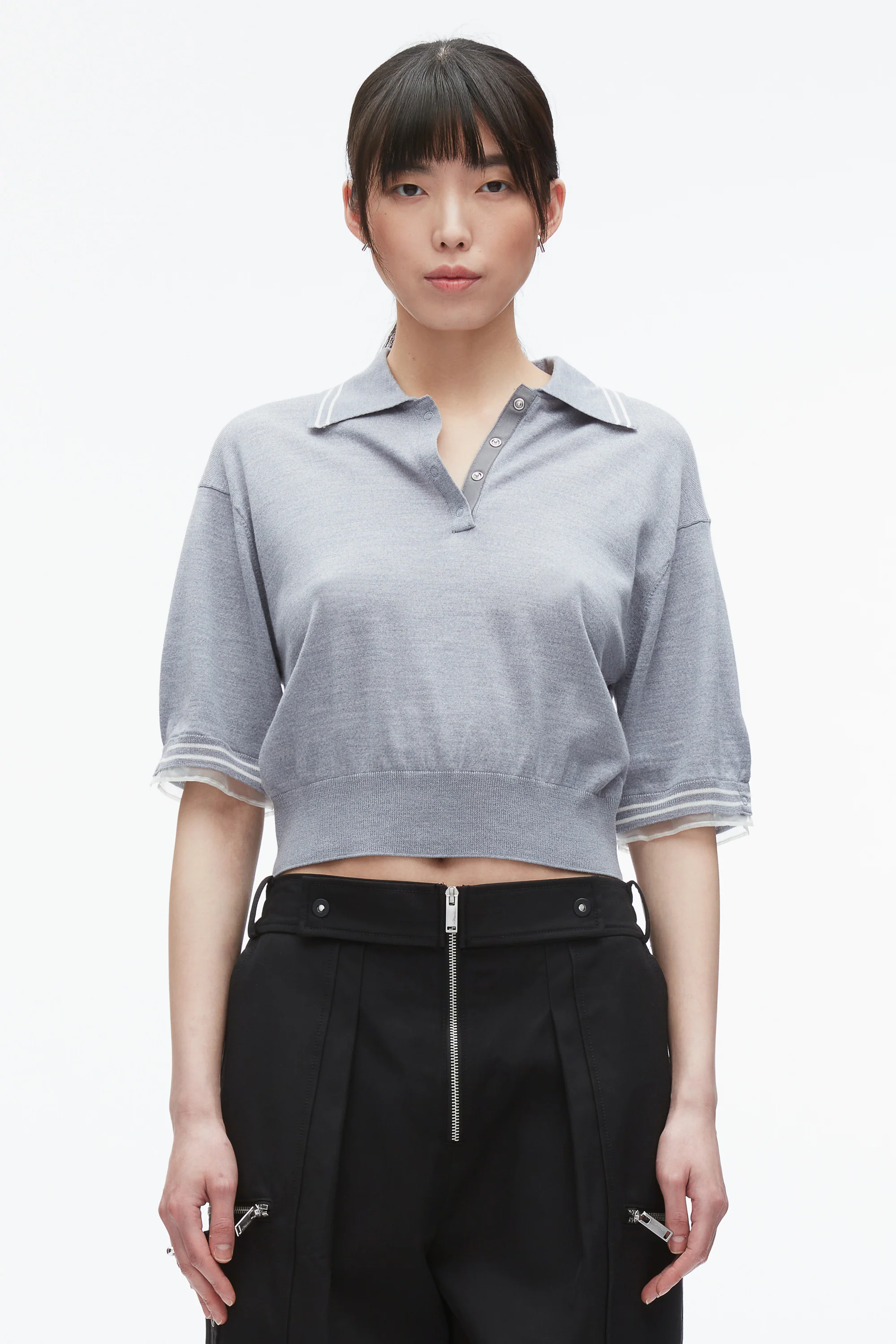 Cropped Polo with Organza - Image 9
