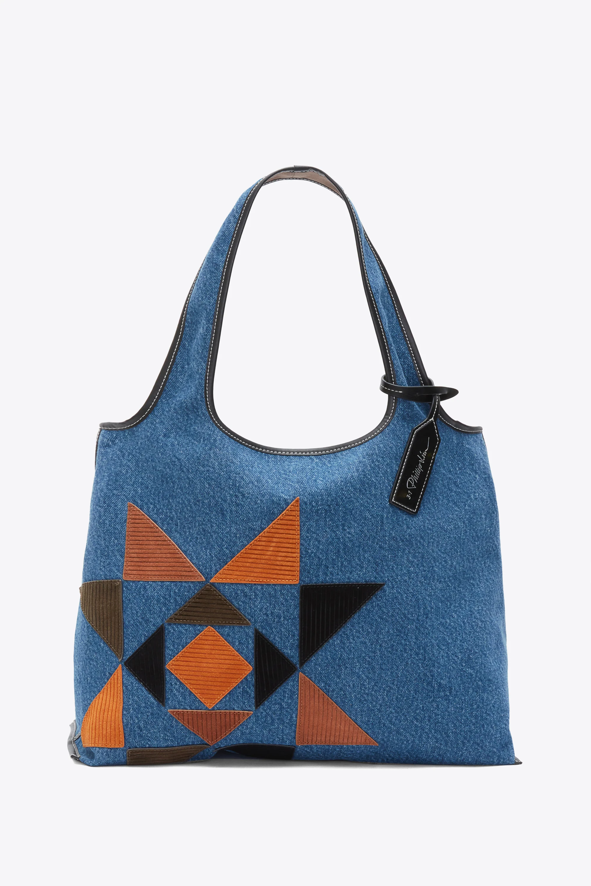 Denim Suede Patch Market Tote - Image 2