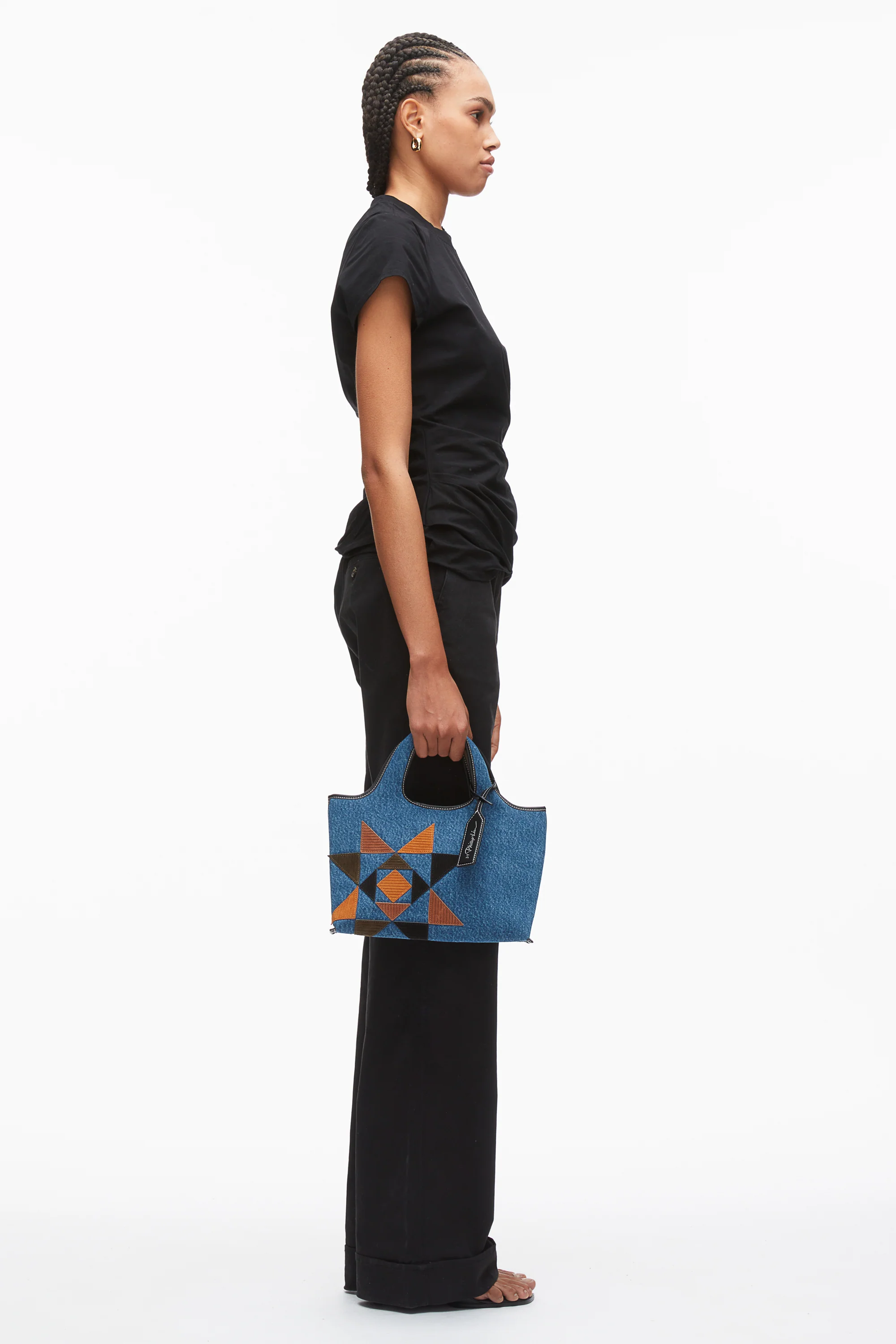 Denim Suede Patch Mini Market Tote - Image 5