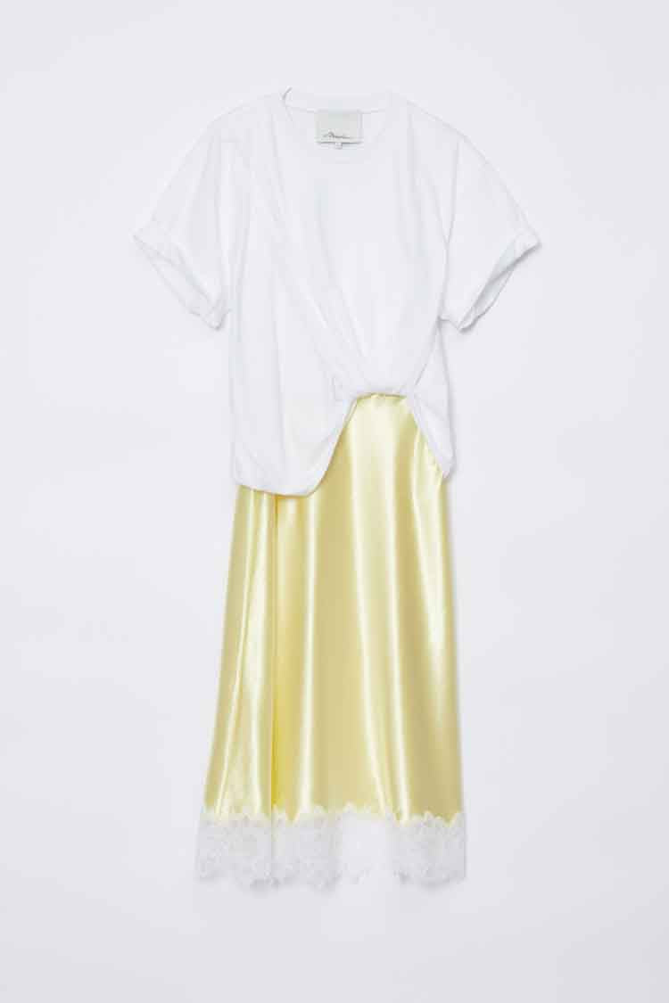 Draped Combo T-Shirt Dress with Lace Trim - Image 8