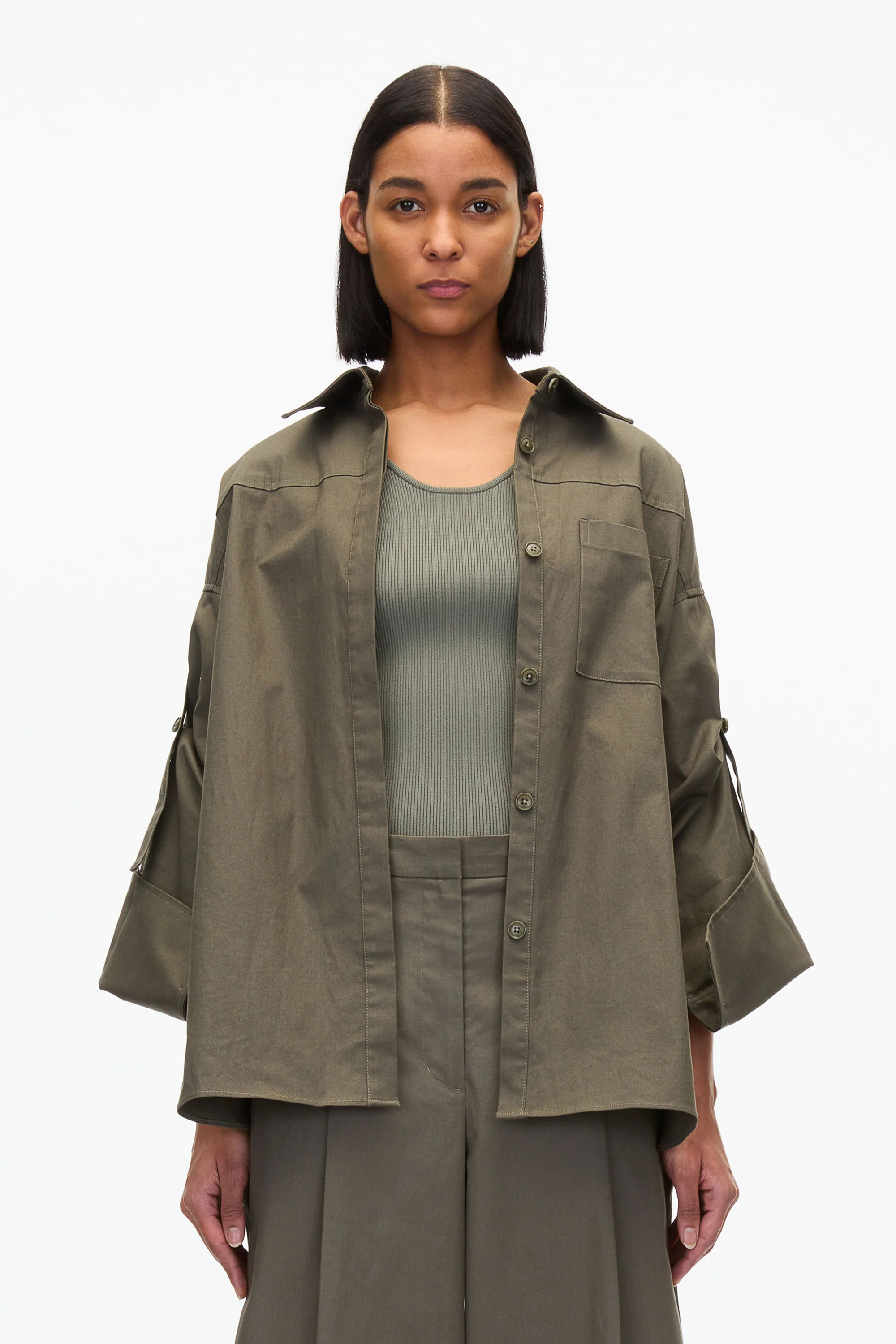 Drop Back Shirt with Convertible Sleeves - Image 2
