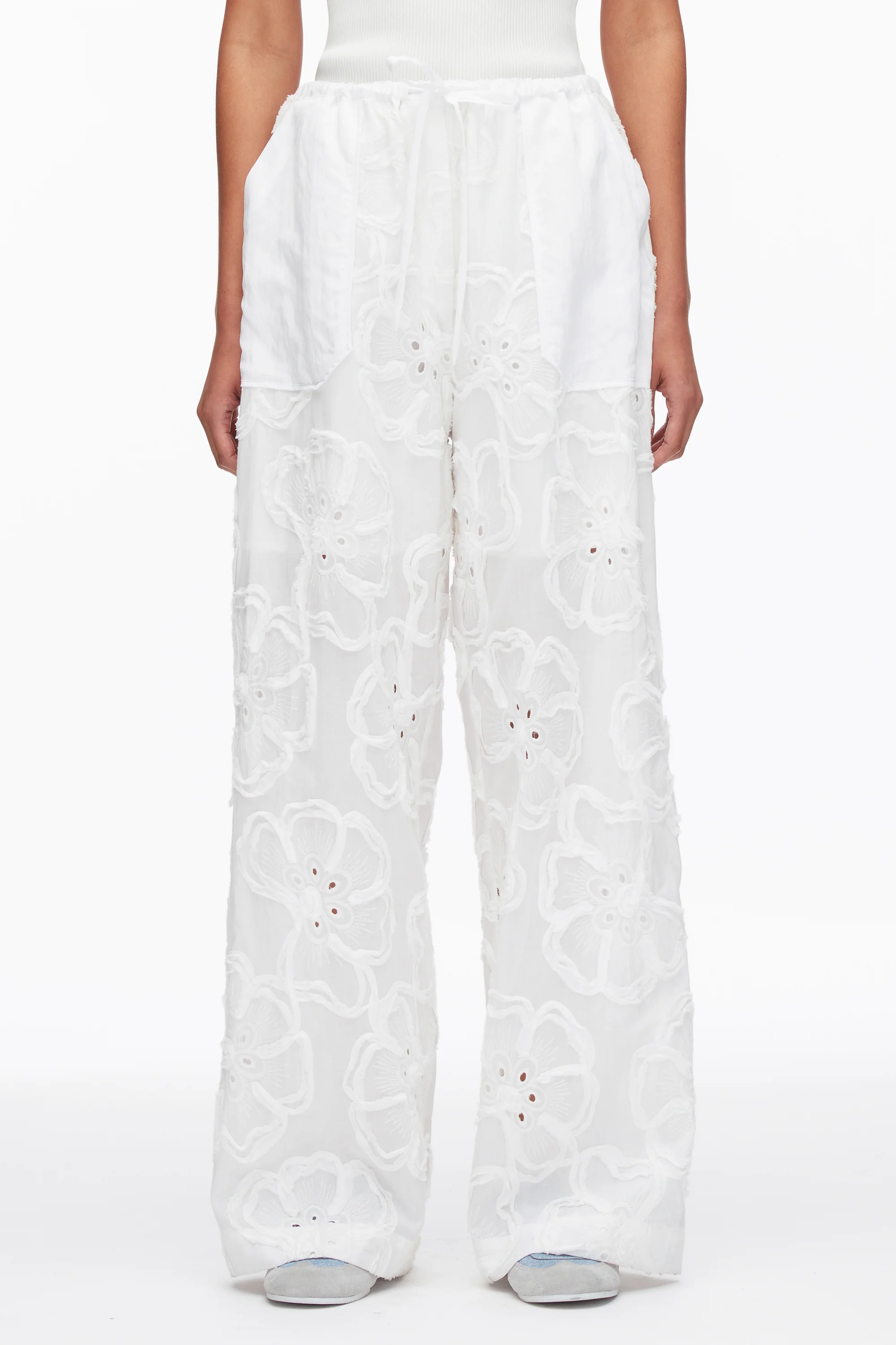 Embroidered Straight Leg Pull On Pants - Image 10