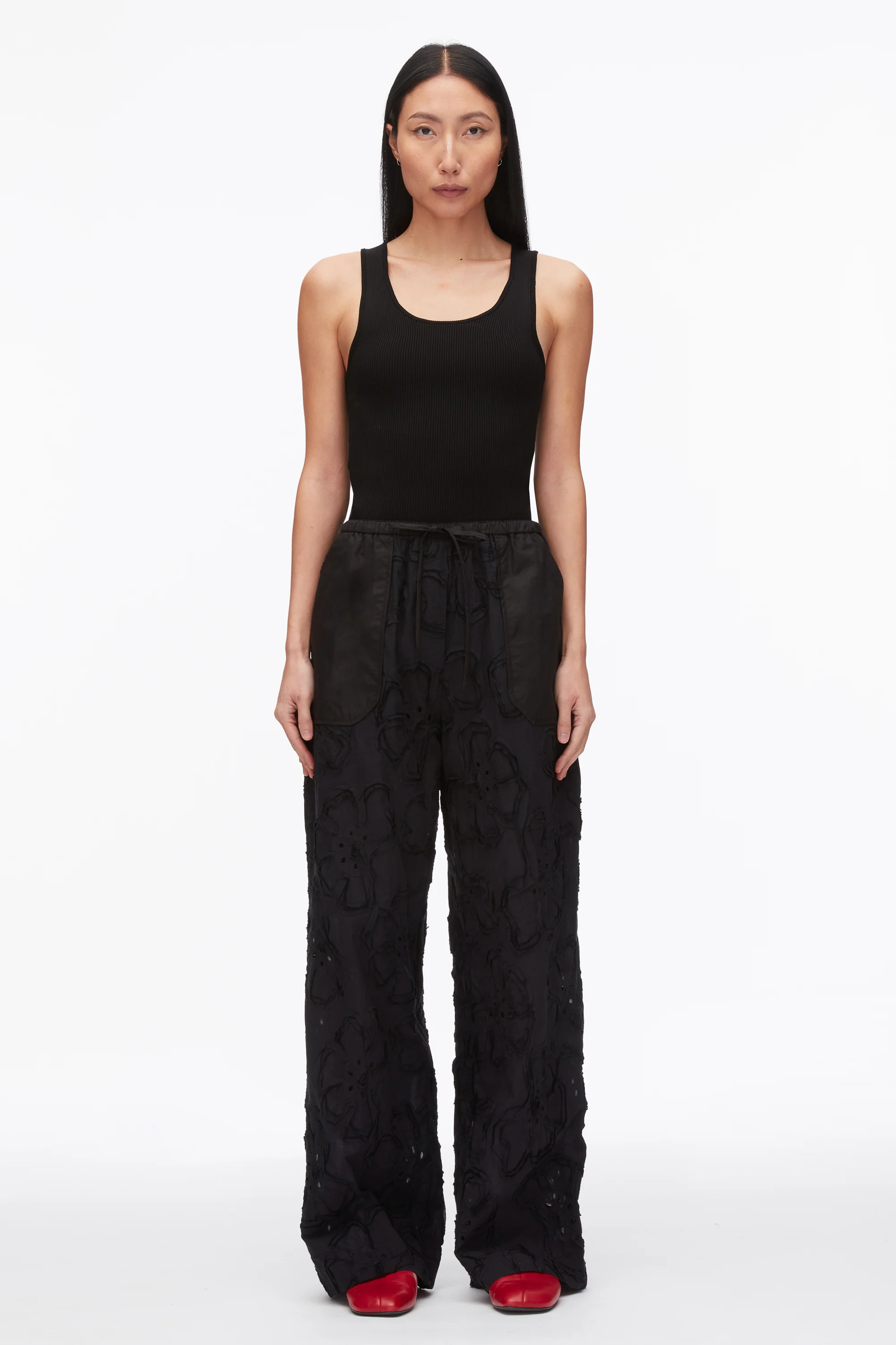 Embroidered Straight Leg Pull On Pants - Image 2
