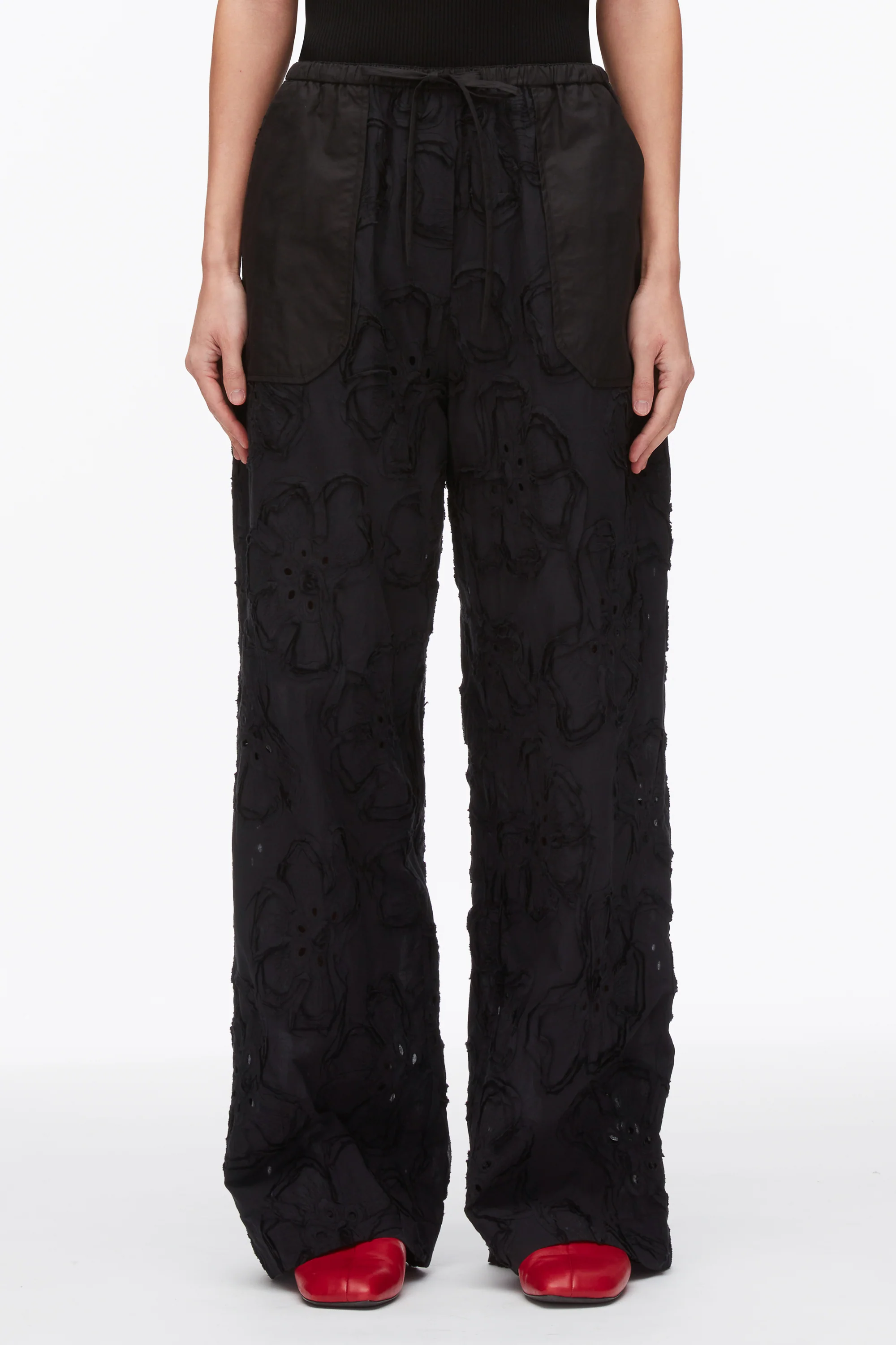 Embroidered Straight Leg Pull On Pants - Image 3