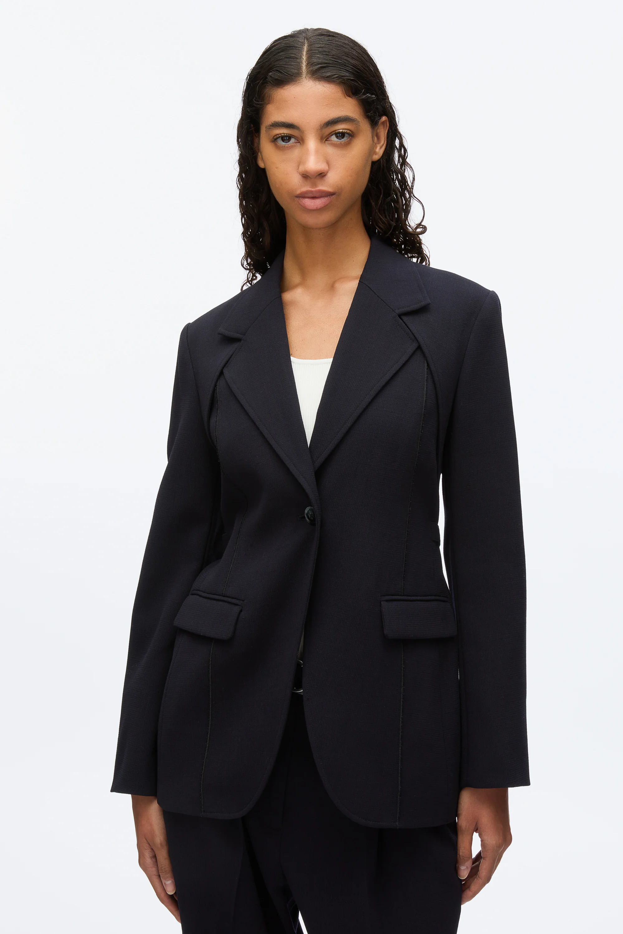 Layered Blazer with Tie Belt - Image 7