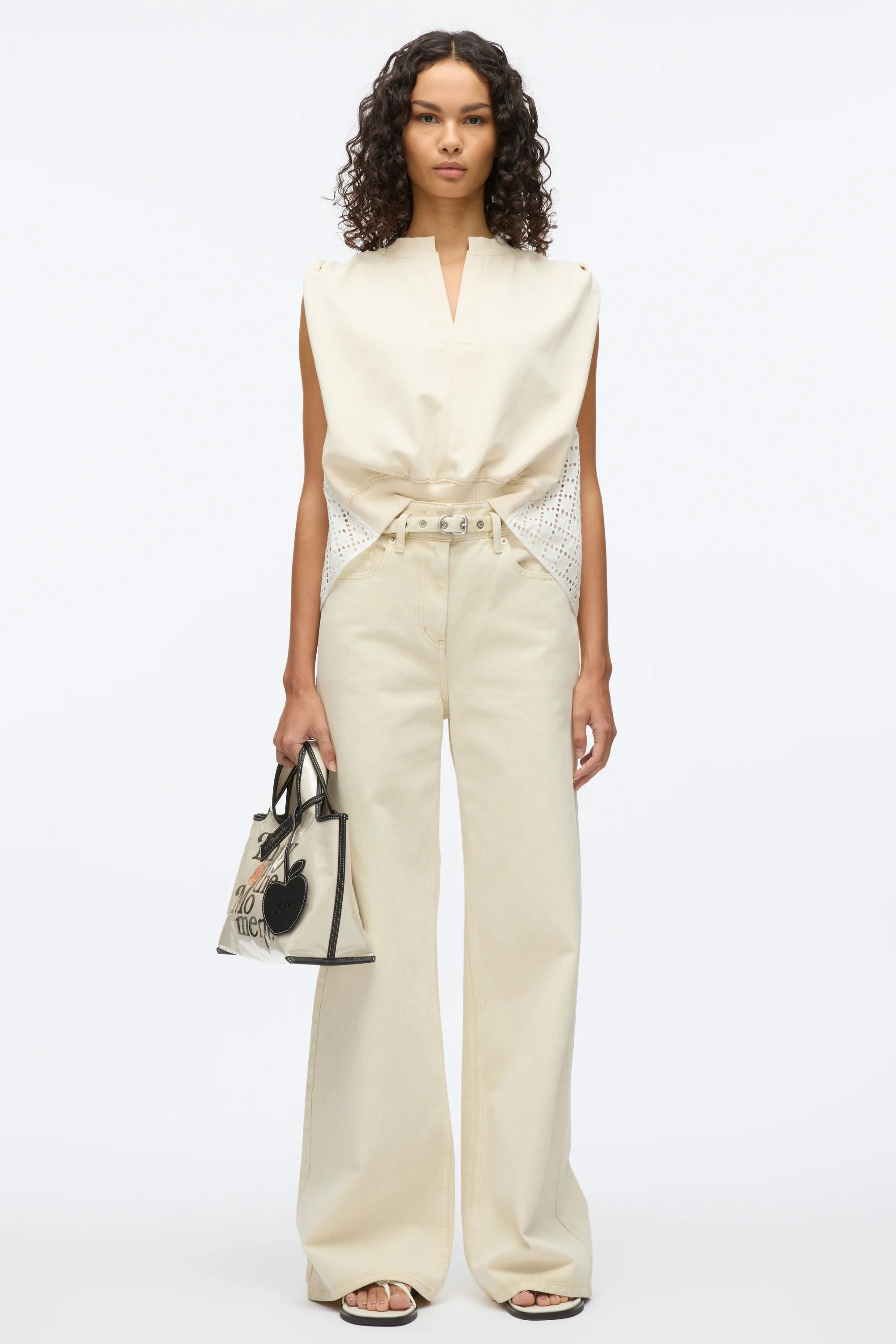 French Terry Top with Broiderie Anglaise Combo