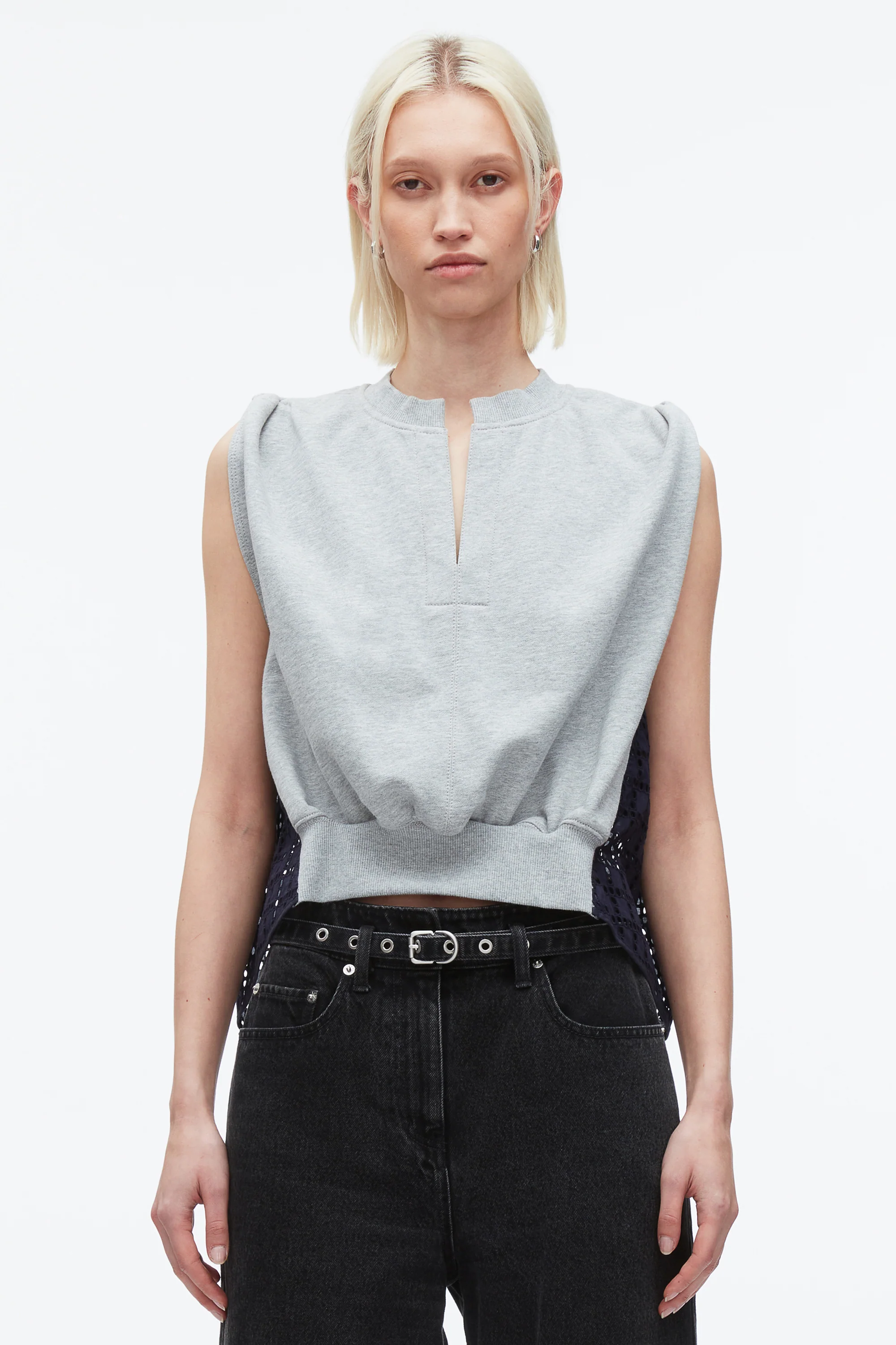 French Terry Top with Broiderie Anglaise Combo - Image 9