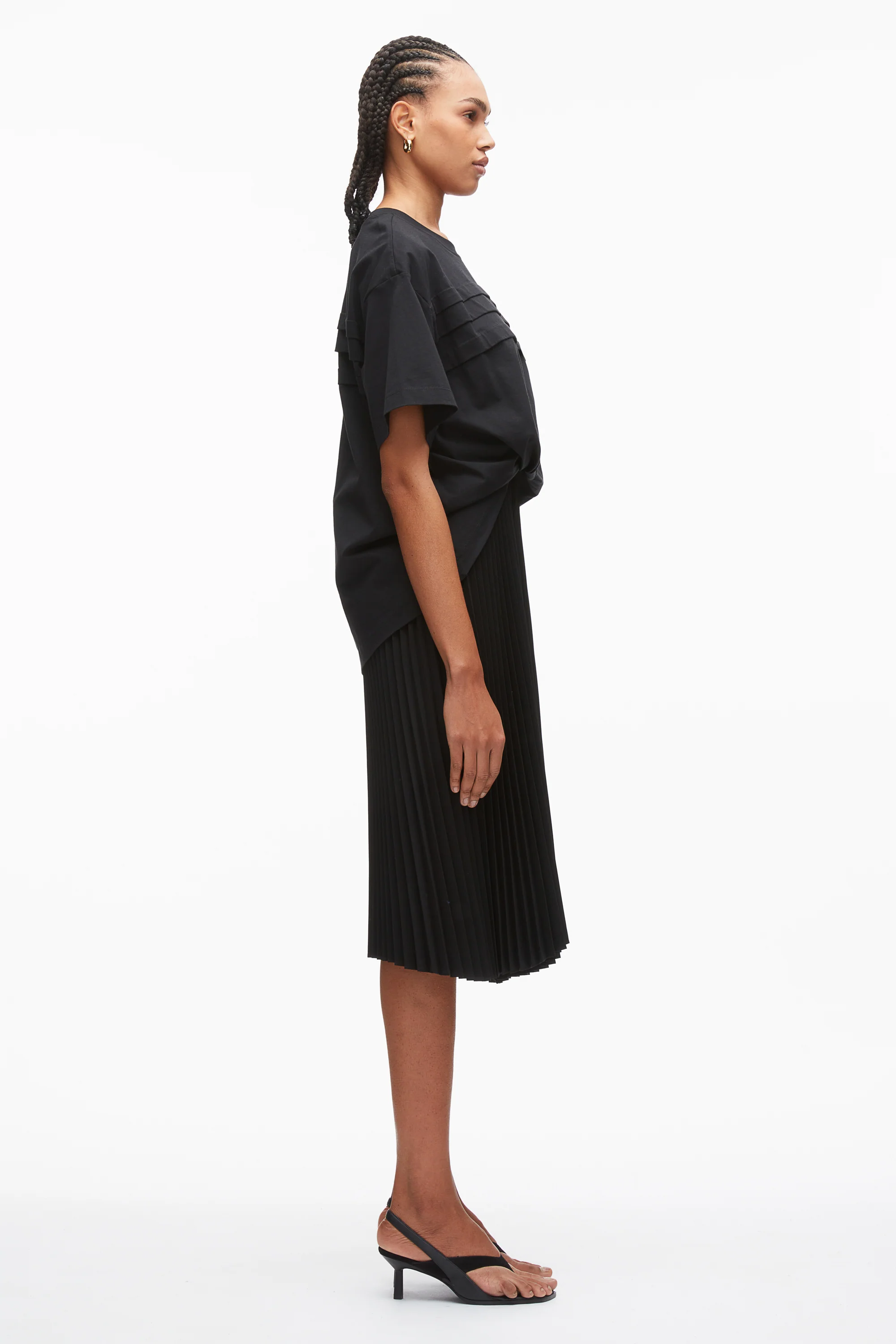 Pleated Tucked T-Shirt Combo Dress - Image 3