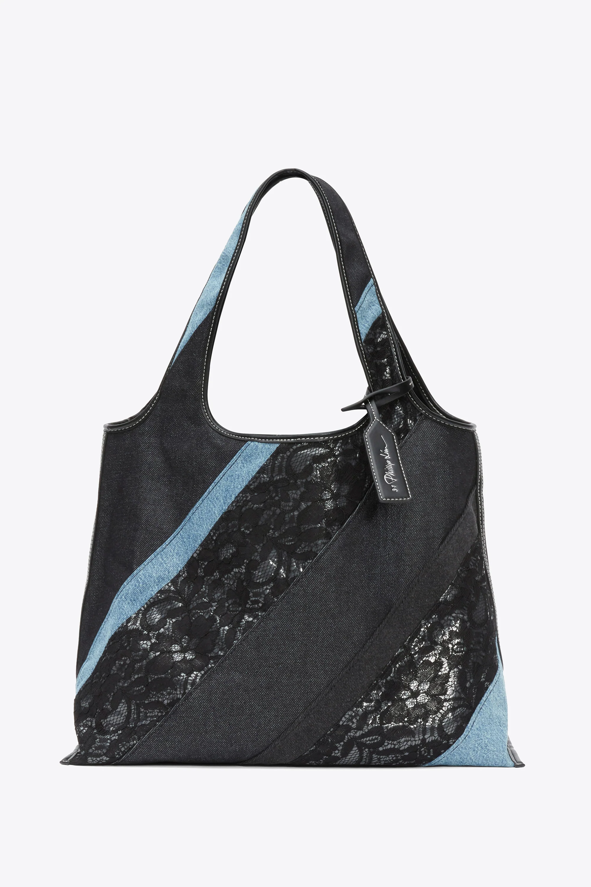 Lace Patchwork Denim Market Tote - Image 2