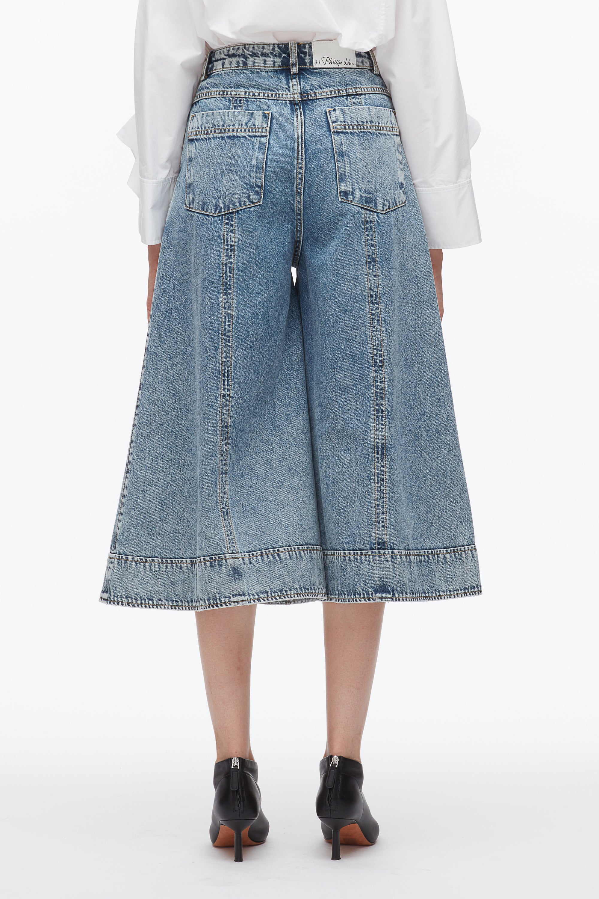 Pleated Denim Culottes - Image 5