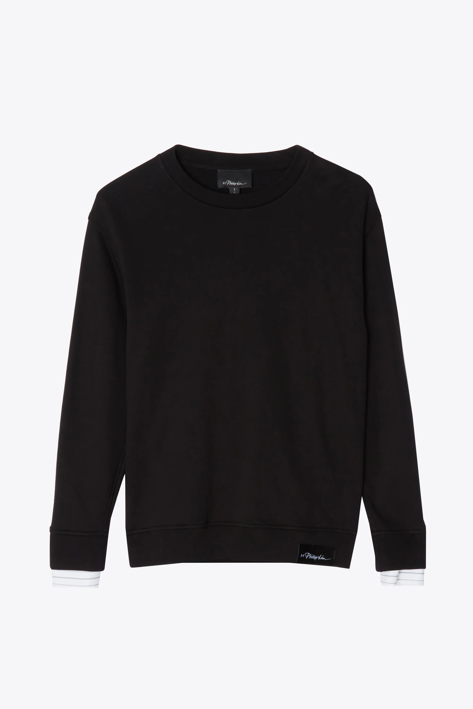 Long Sleeve Classic Crewneck Sweatshirt With Shirt Cuffs