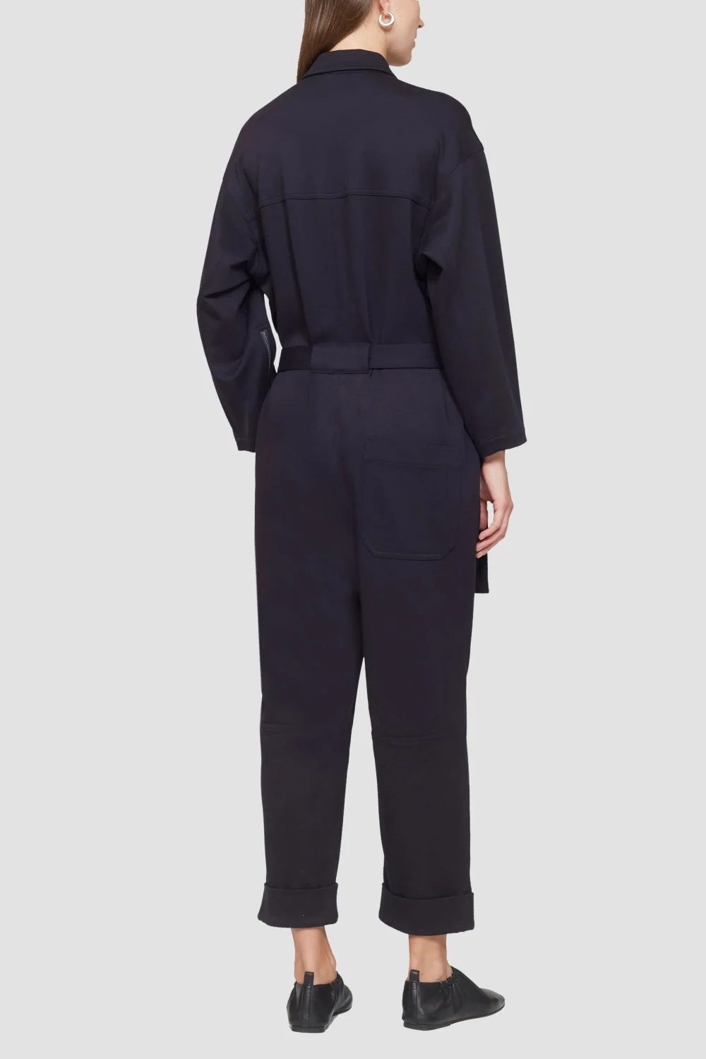 Long Sleeve Knit Twill Utility Jumpsuit - Image 5