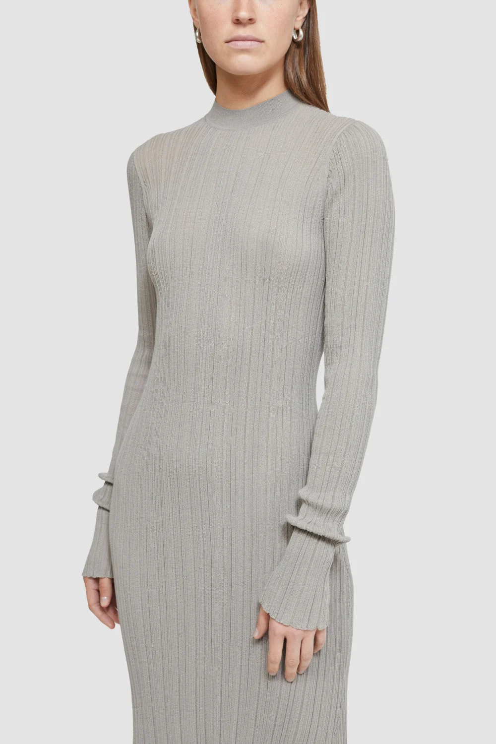 Long Sleeve Sheer Rib Dress - Image 5