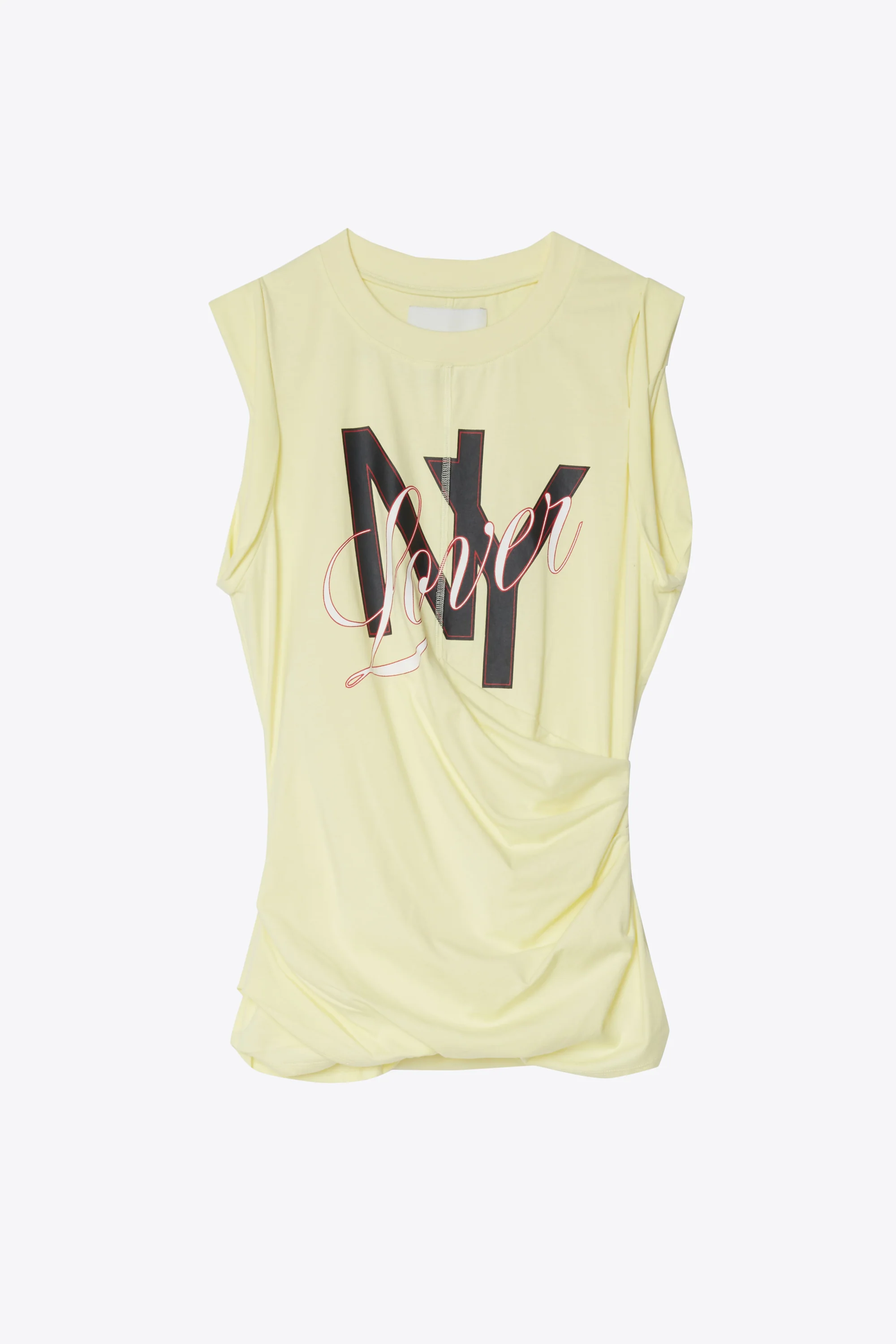 NY Lover Rolled Sleeve Draped Jersey Tank