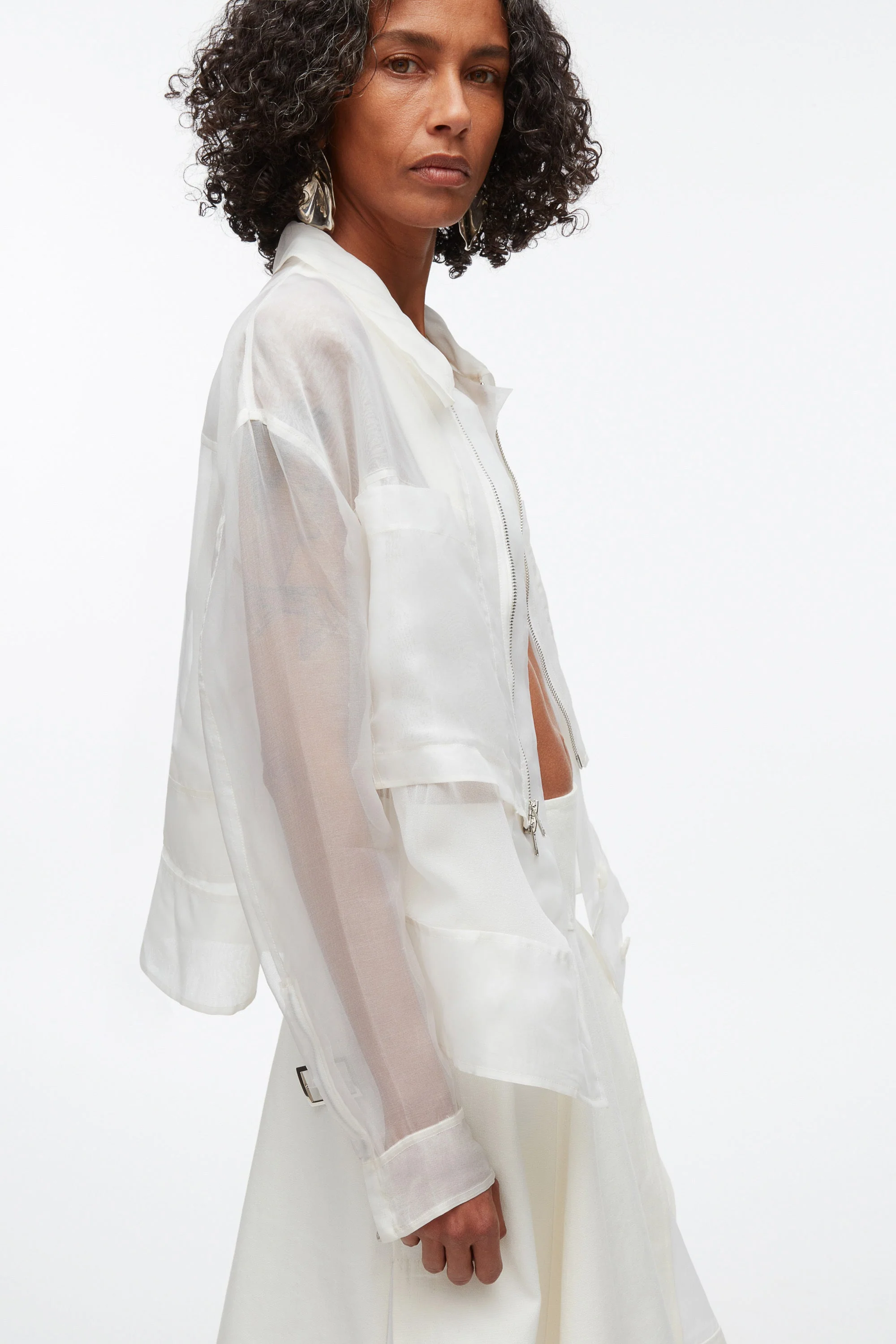 Organza Belted Flounce Utility Jacket - Image 2