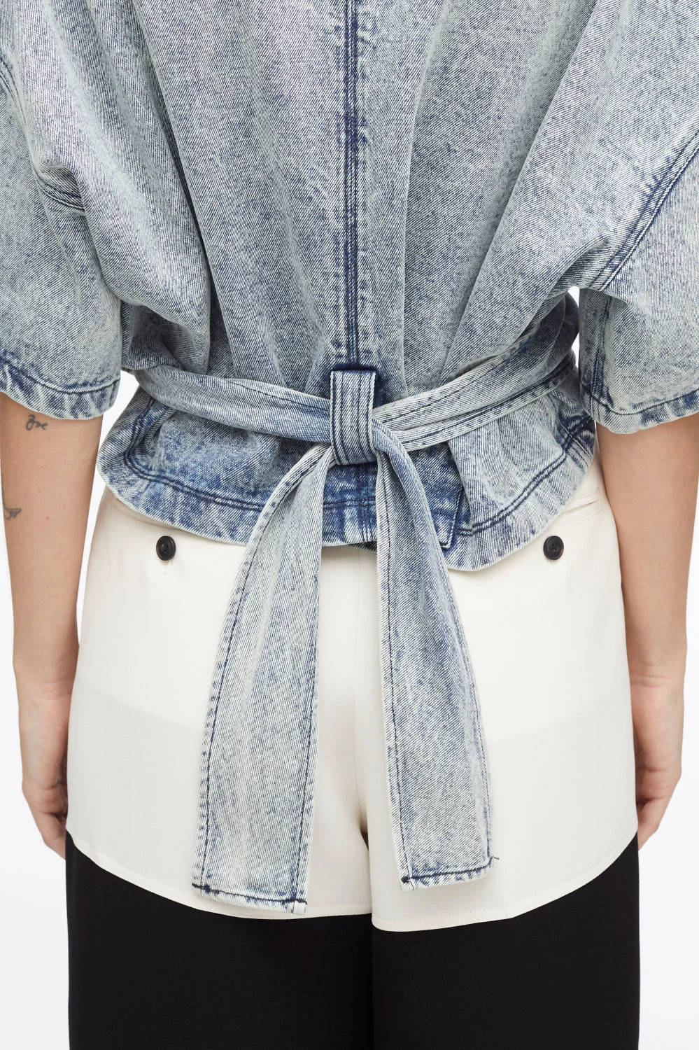 Denim Twisted Tie-Back Top - Image 5