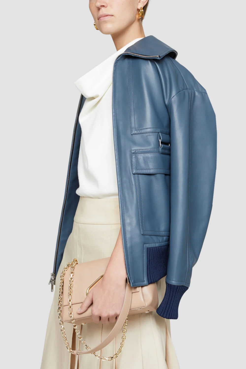 Oversized Leather Bomber - Image 7