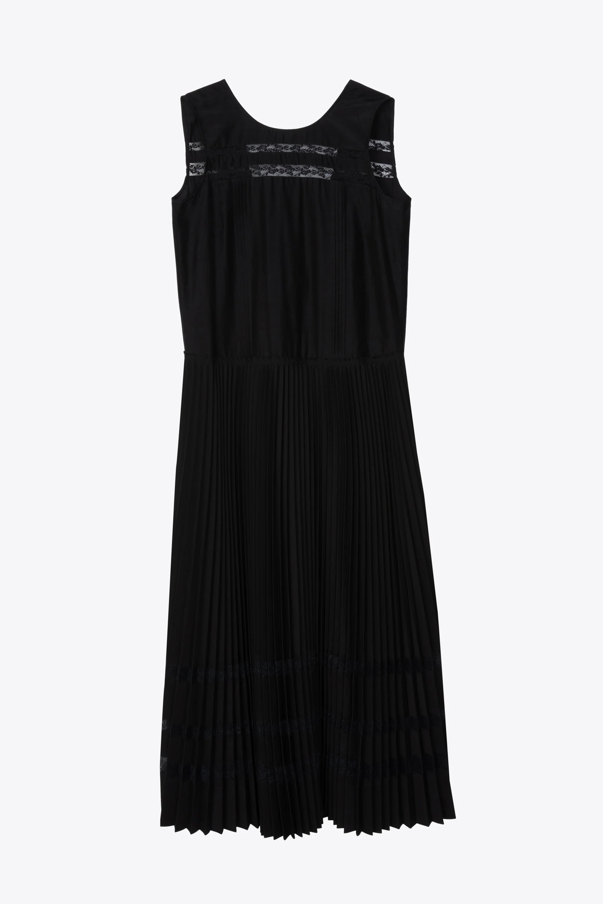 Pleated A-Line Dress With Lace Insert - Image 7