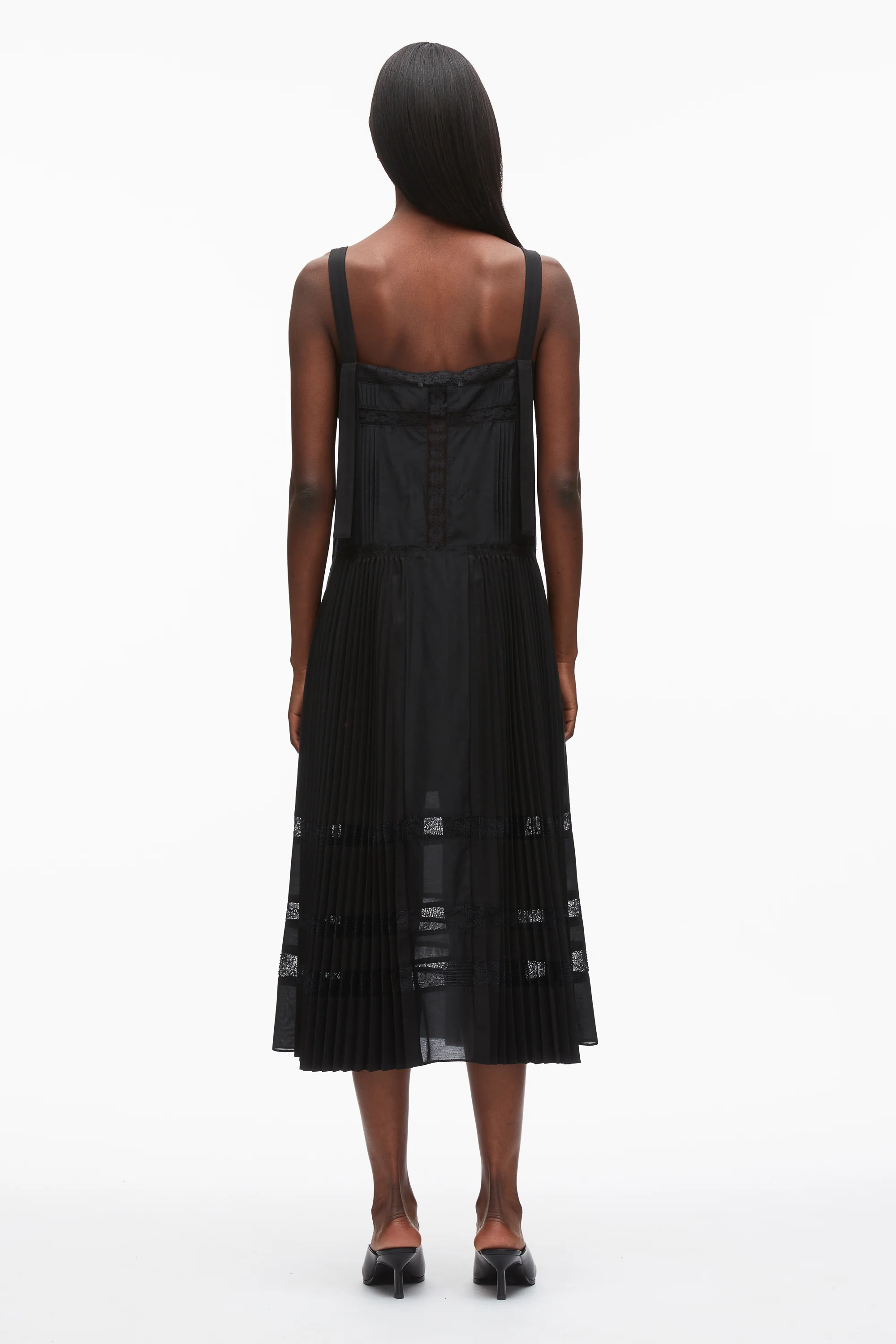 Pleated Tank Dress With Lace Insert - Image 11