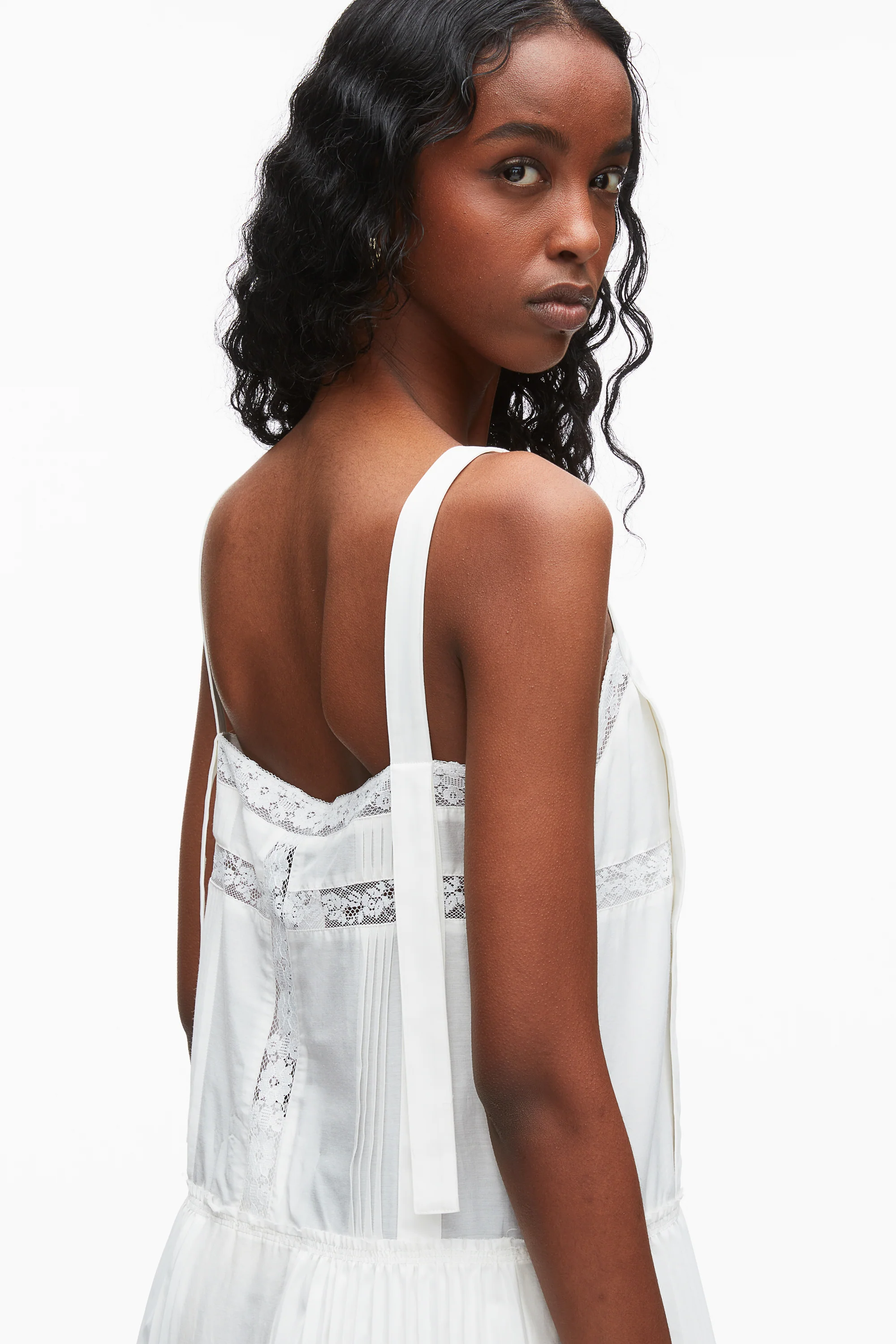 Pleated Tank Dress With Lace Insert - Image 6