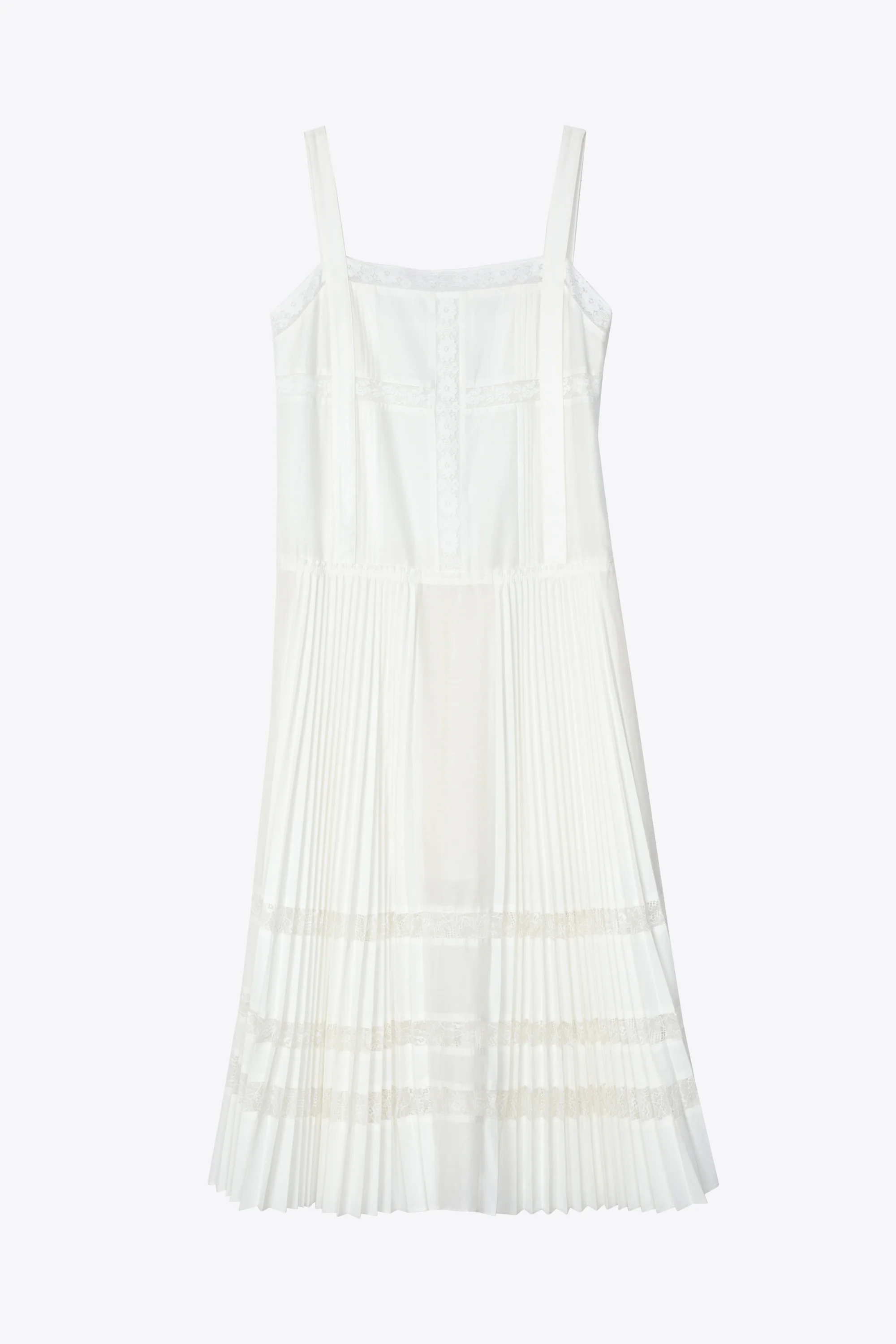 Pleated Tank Dress With Lace Insert - Image 7