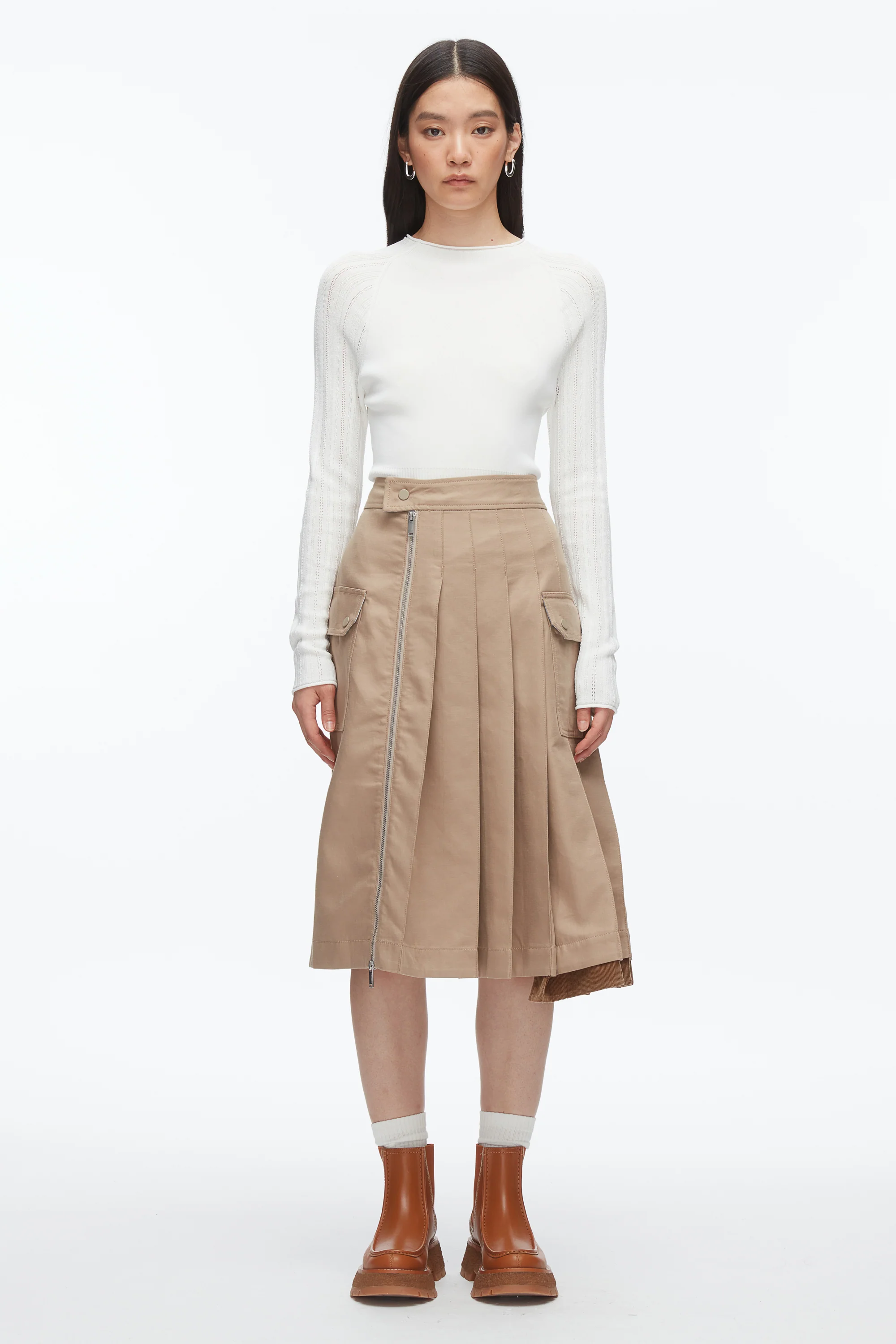 Pleated Zip Utility Skirt - Image 10