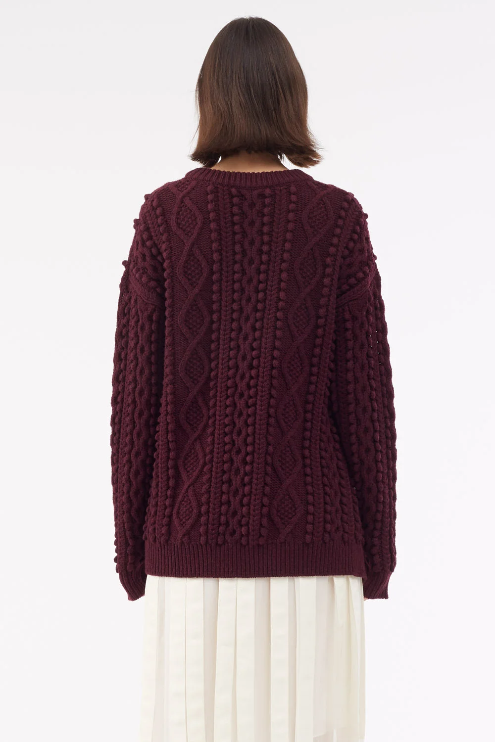 Side-Slit Cable-Knit Wool Sweater - Image 3