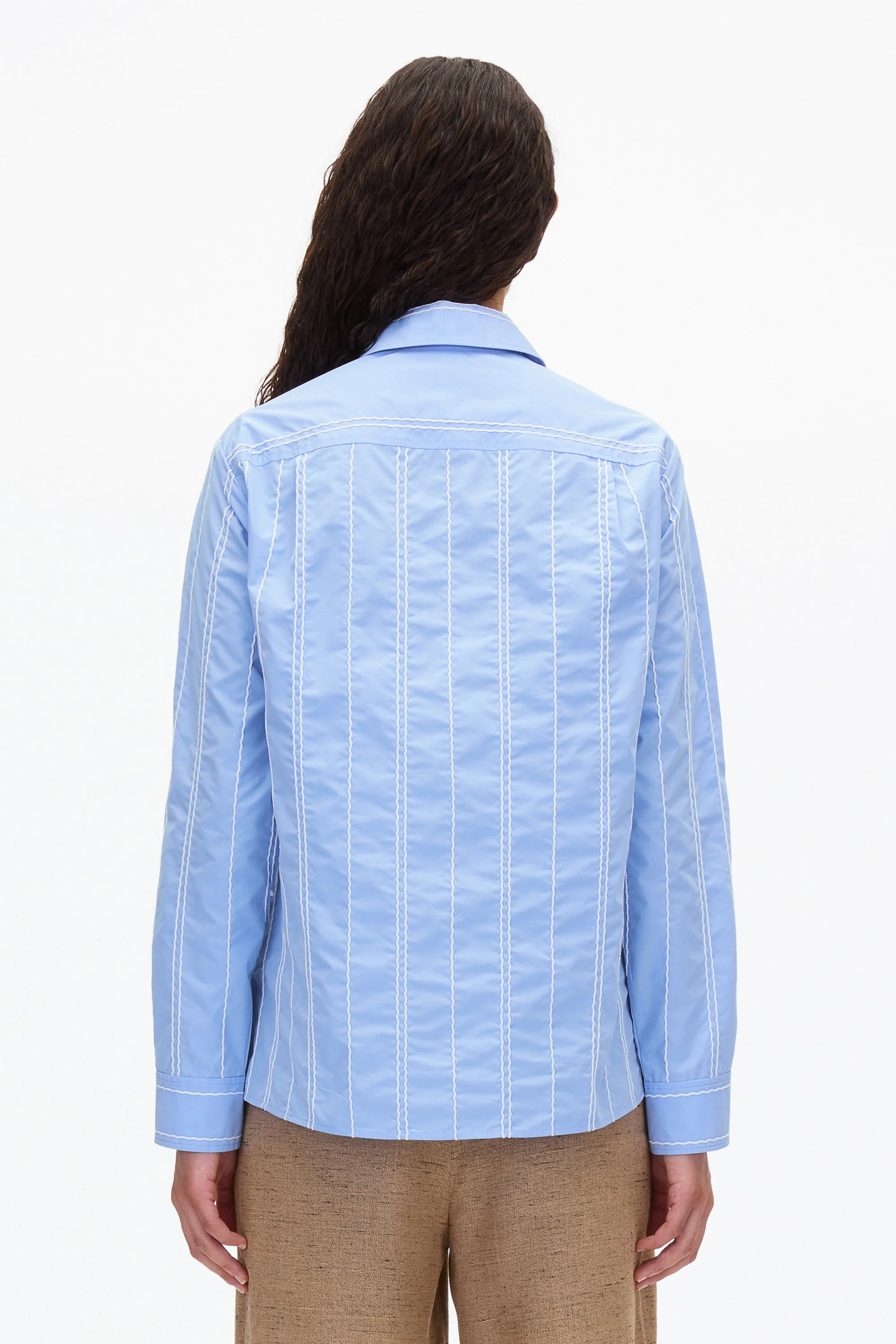 Relax Fit Poplin Shirt with Wave Embroidery - Image 4