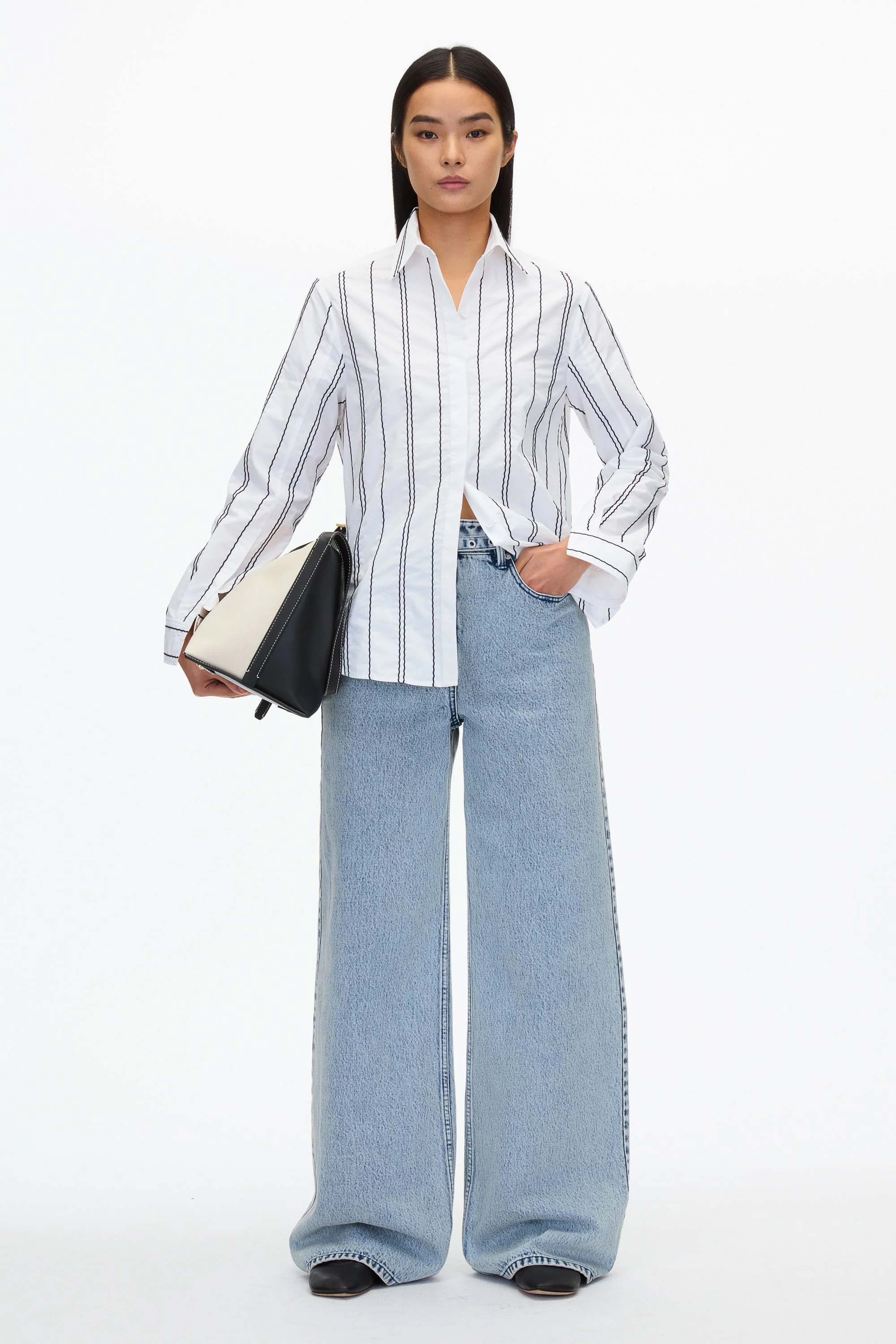 Relax Fit Poplin Shirt with Wave Embroidery - Image 6