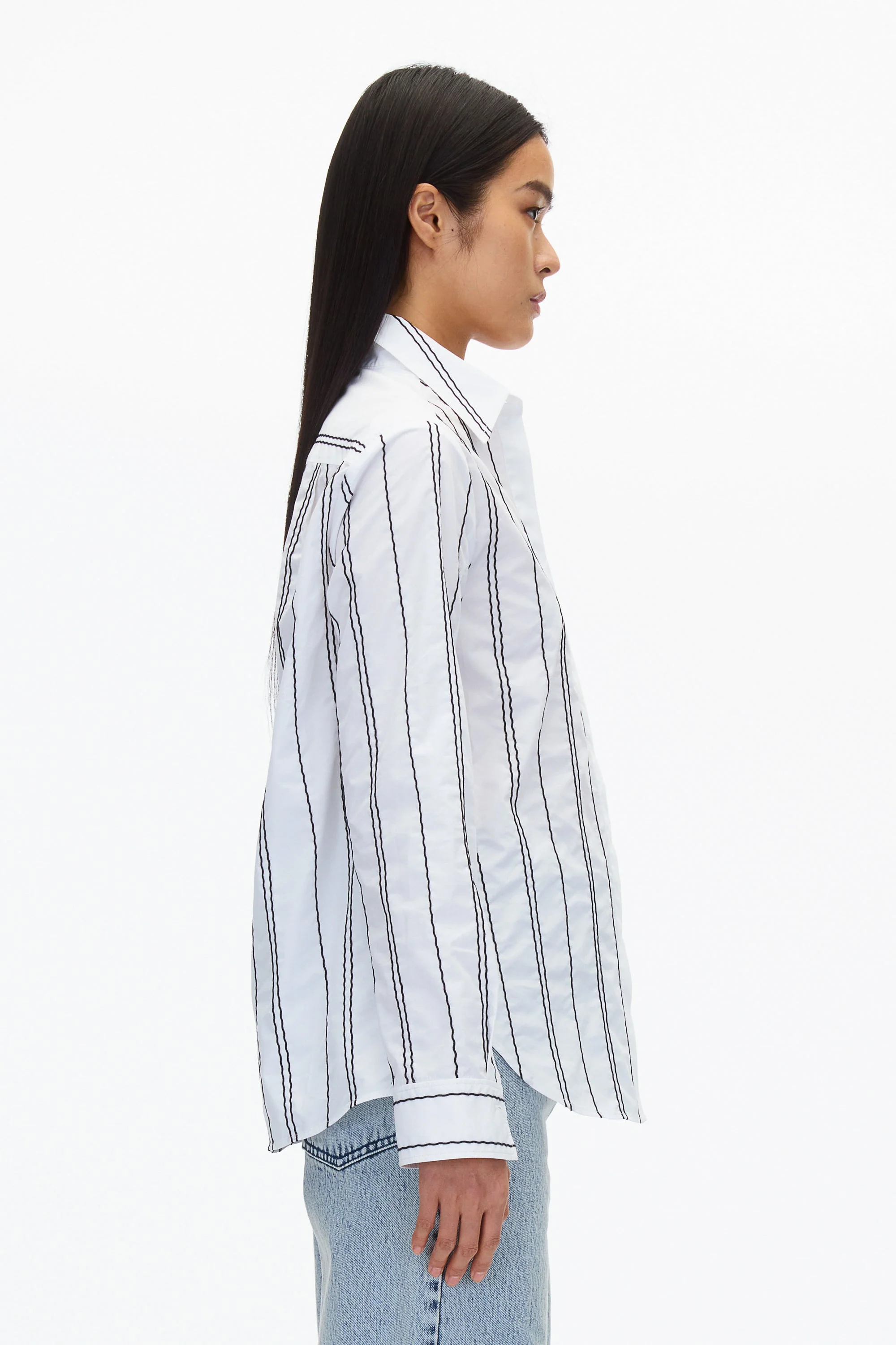 Relax Fit Poplin Shirt with Wave Embroidery - Image 8