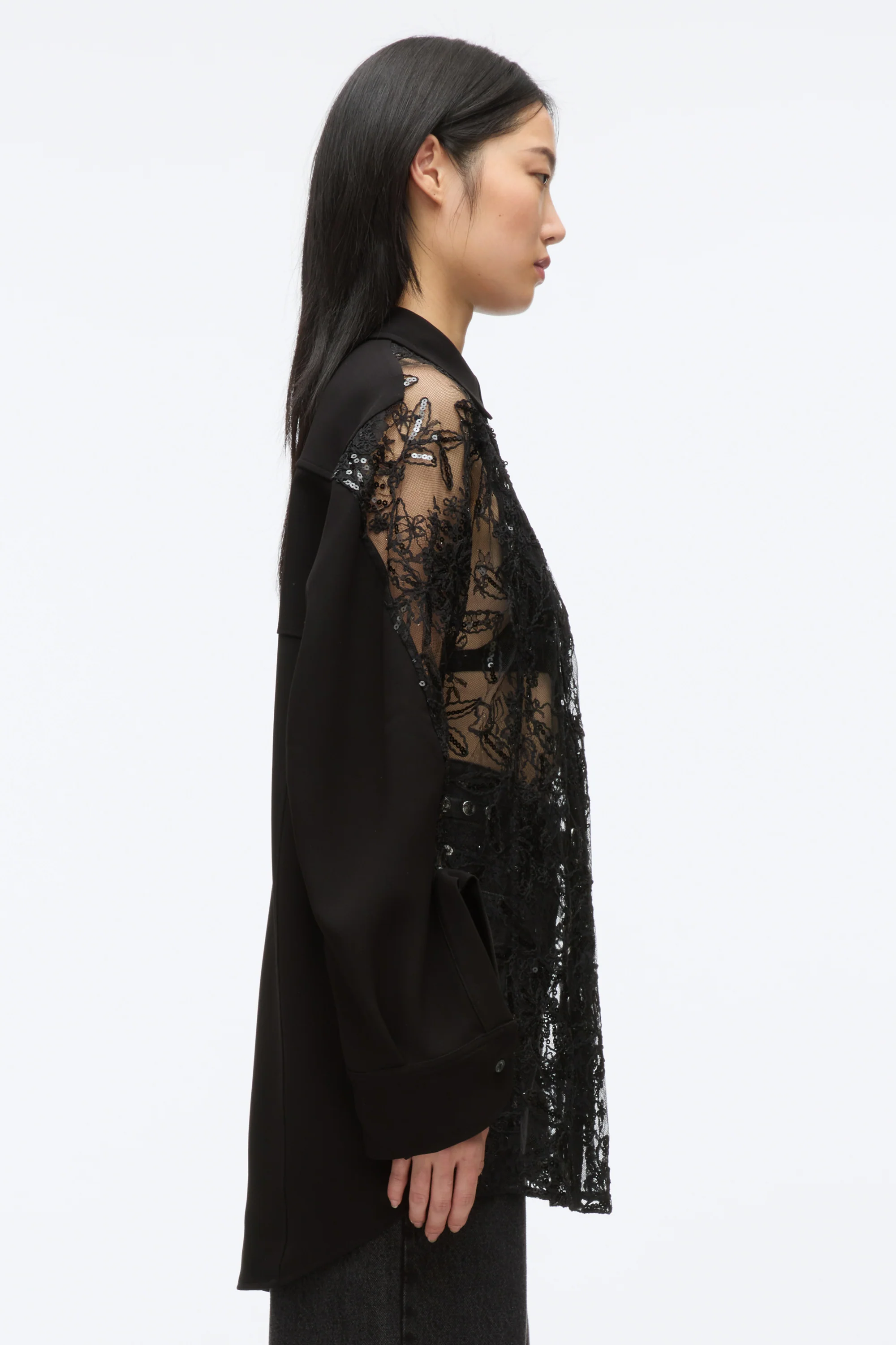 Sequin Lace Oversized Shirt - Image 5