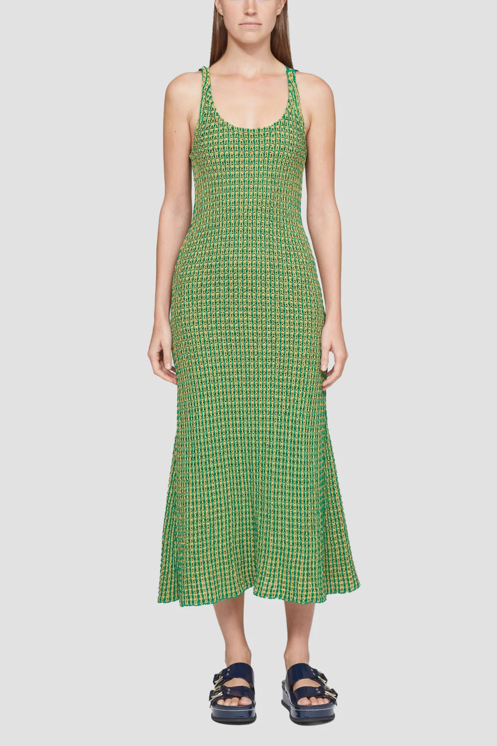Sleeveless Cotton Blend U-Neck Knit Dress - Image 2