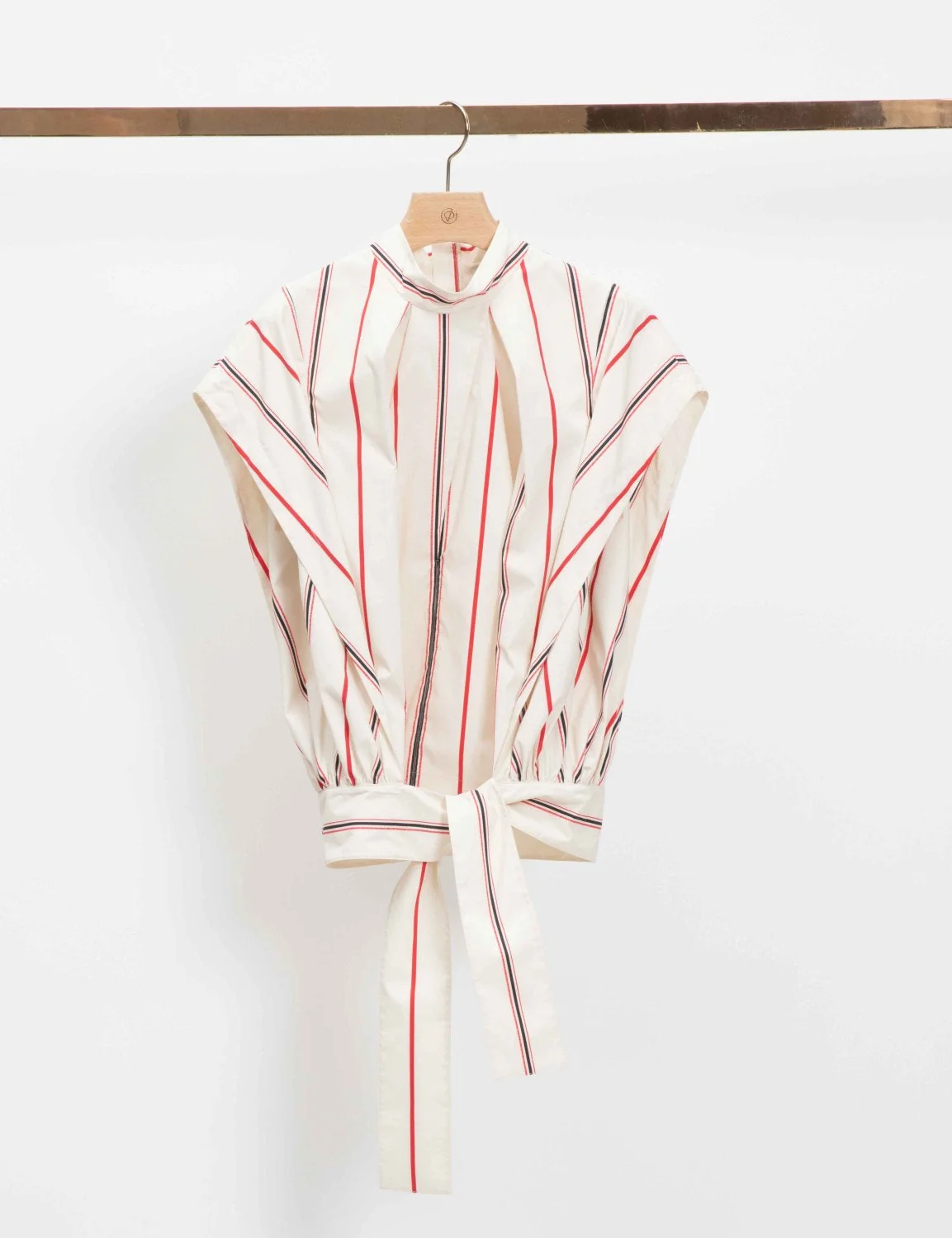 Striped Stand Collar Top - Image 2