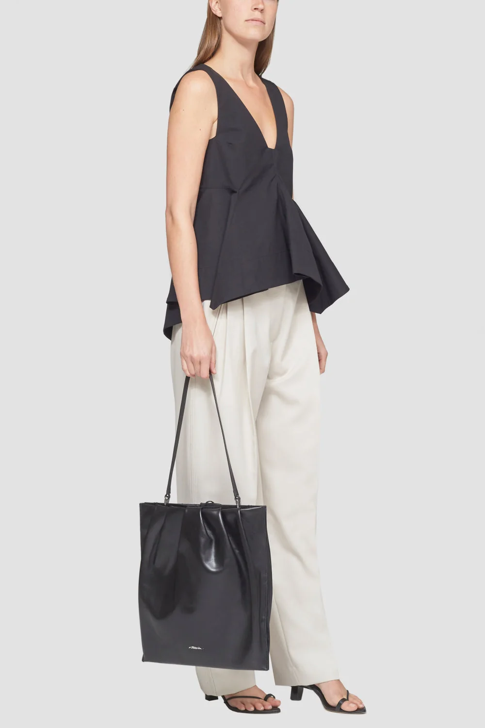 Sleevess Structured Cotton V-Neck A-Line Top - Image 8