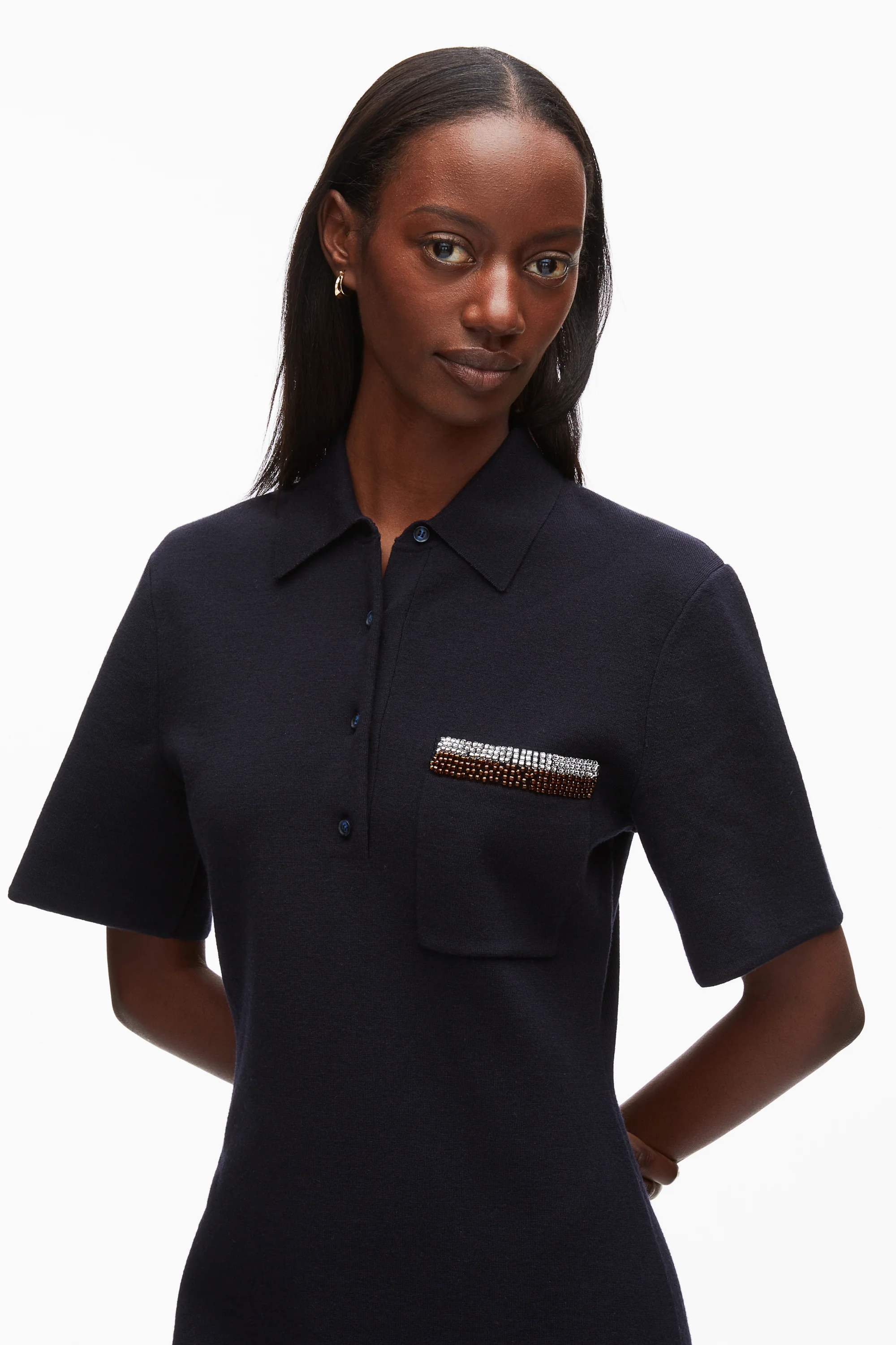 Beaded Embellishment Mini Polo Dress - Image 5