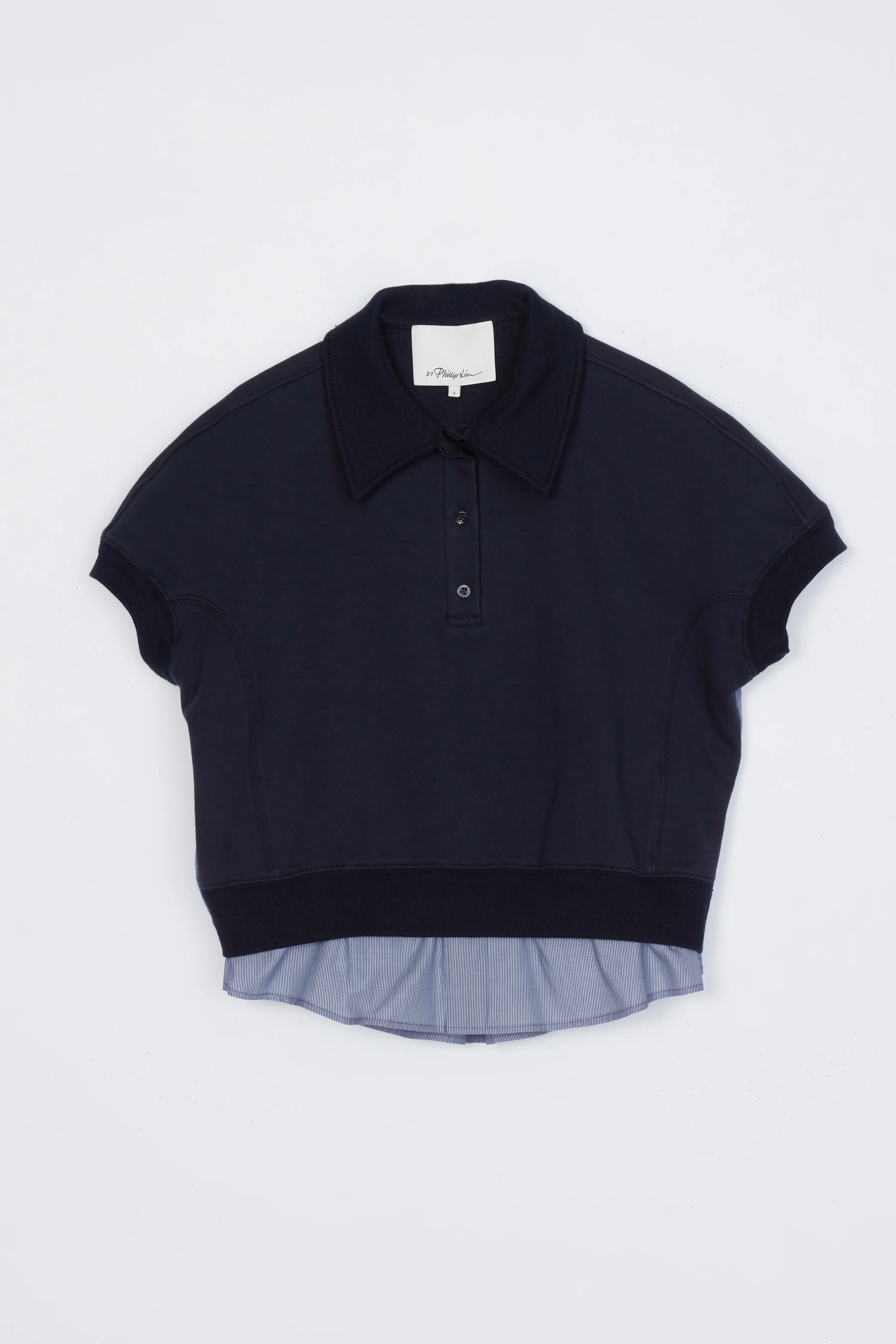 French Terry Polo With Shirting-Back