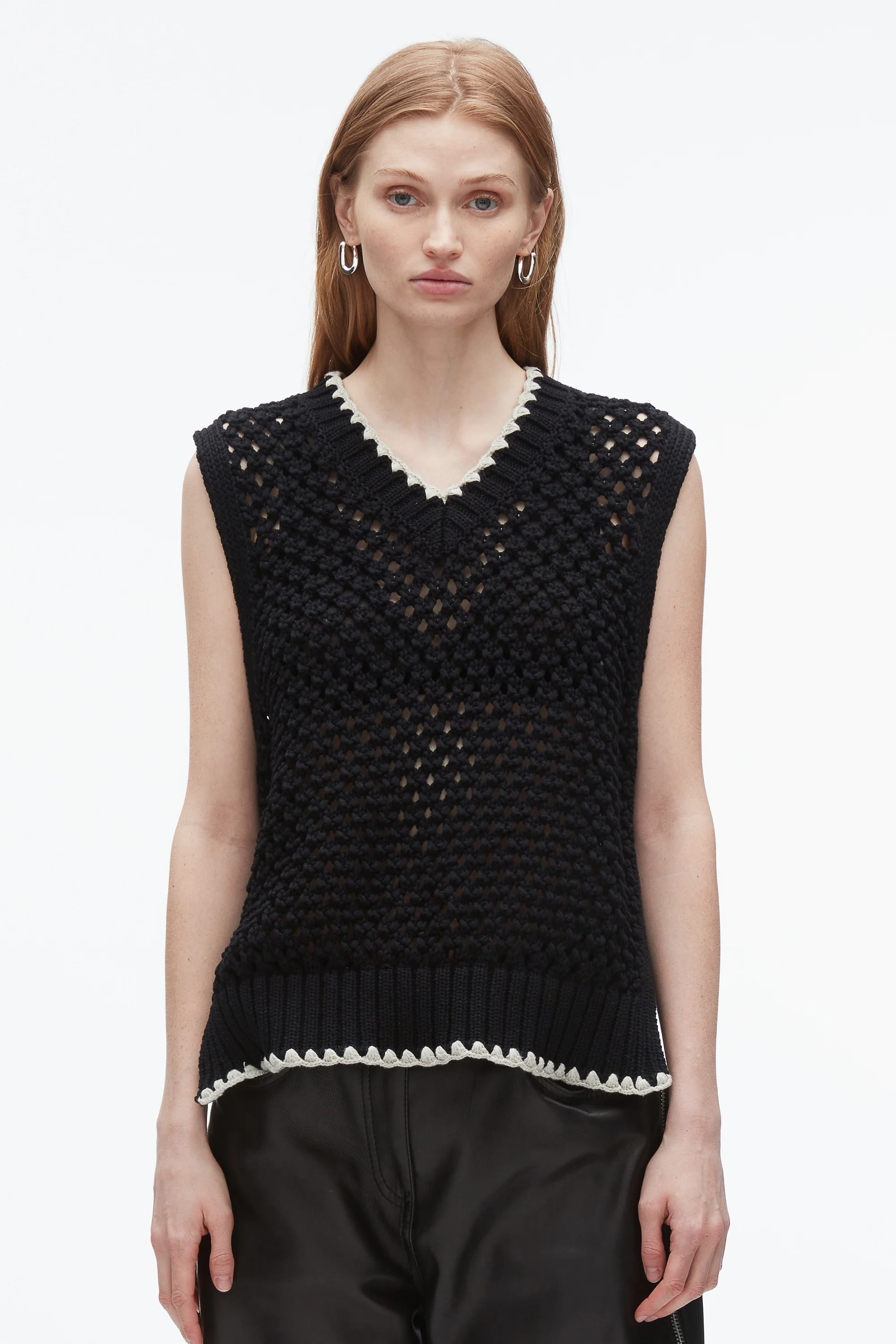 Open Work V-Neck Shell - Image 2